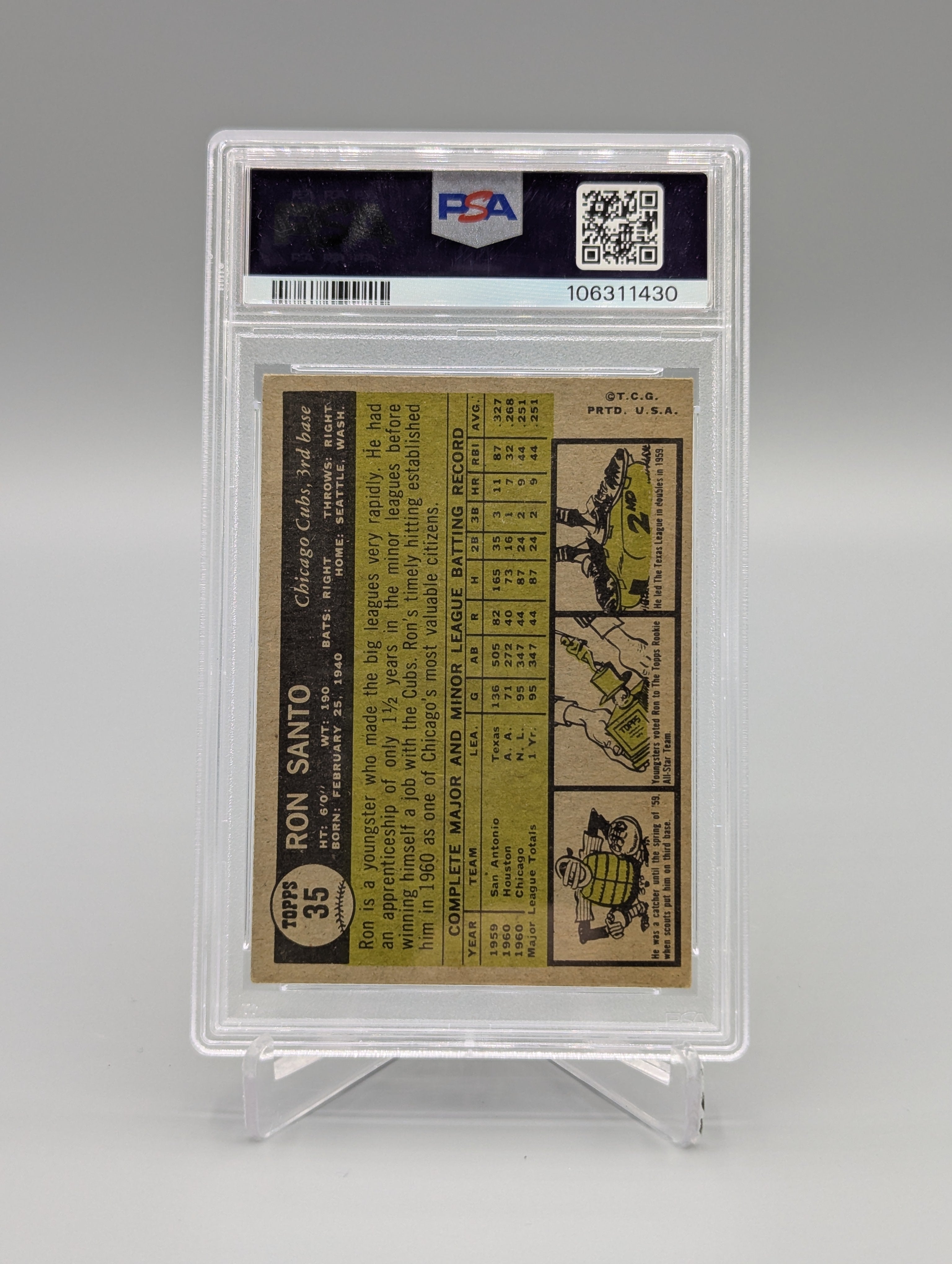1961 Topps #35 Ron Santo RC PSA 4.5 Cubs