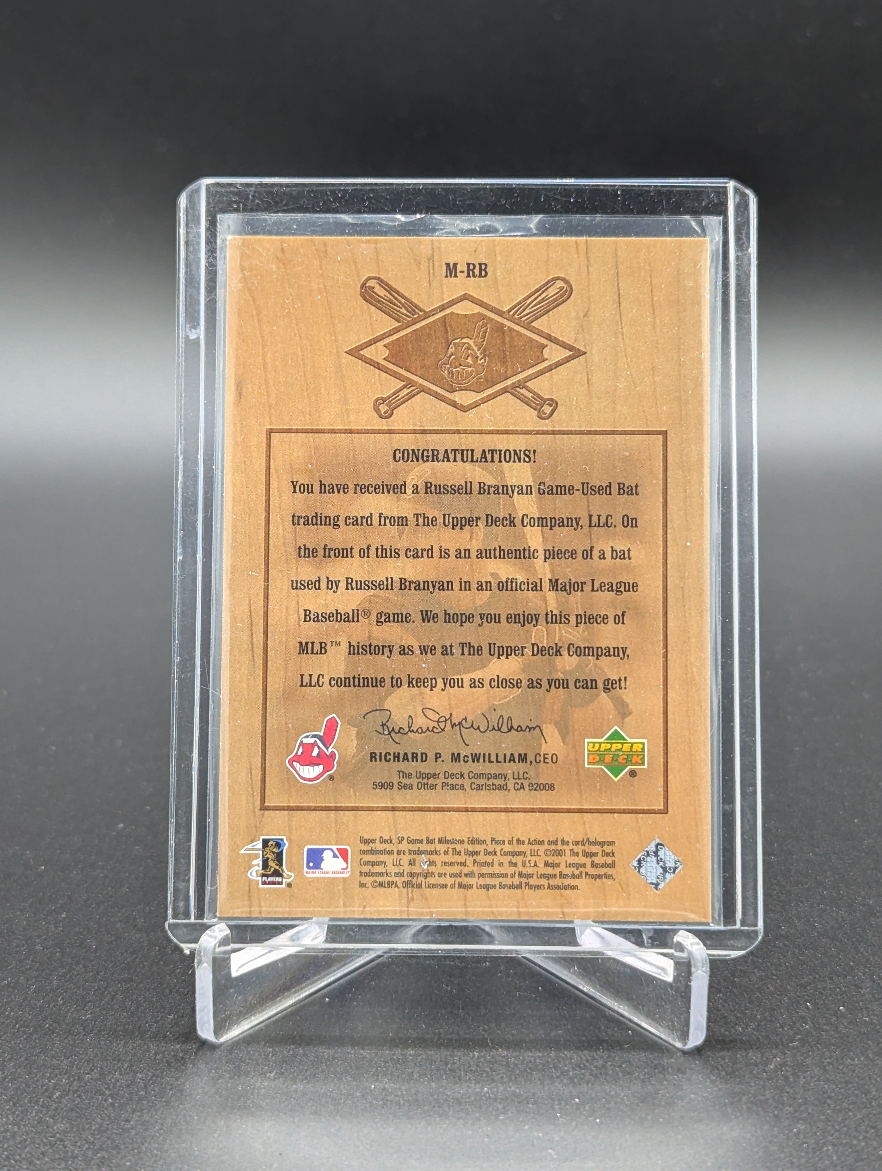 2001 Upper Deck SP Game Bat Milestone #M-RB Russell Branyan Indians