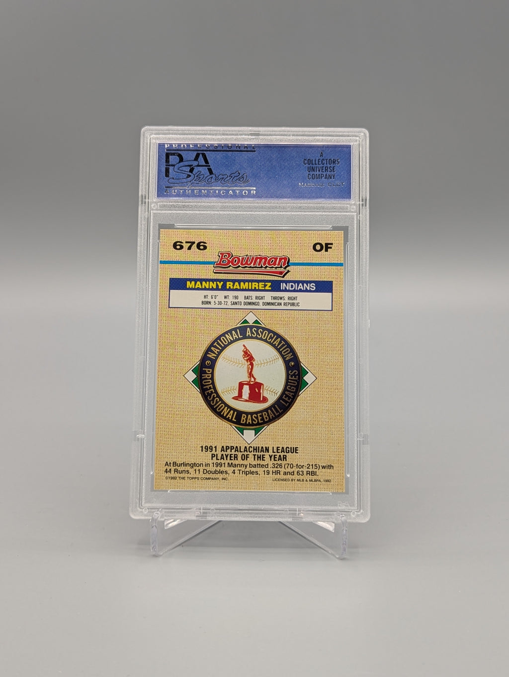 1992 Bowman Gold Foil #676 Manny Ramirez PSA 9 Indians