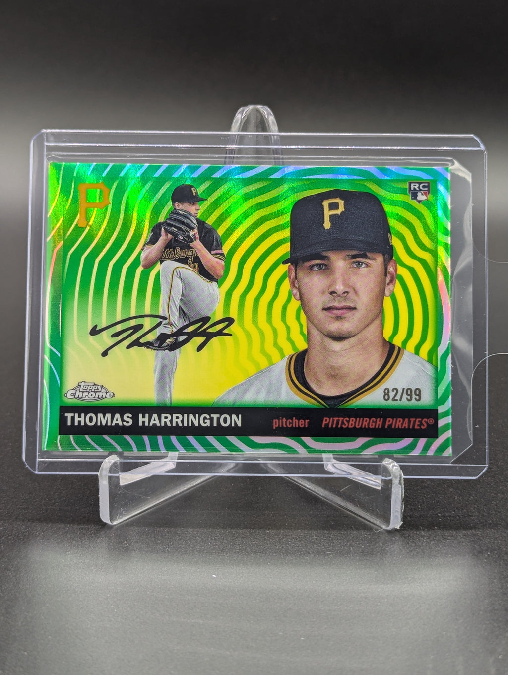 2025 Topps Chrome Platinum Green Vibration /99 #260 Thomas Harrington RC