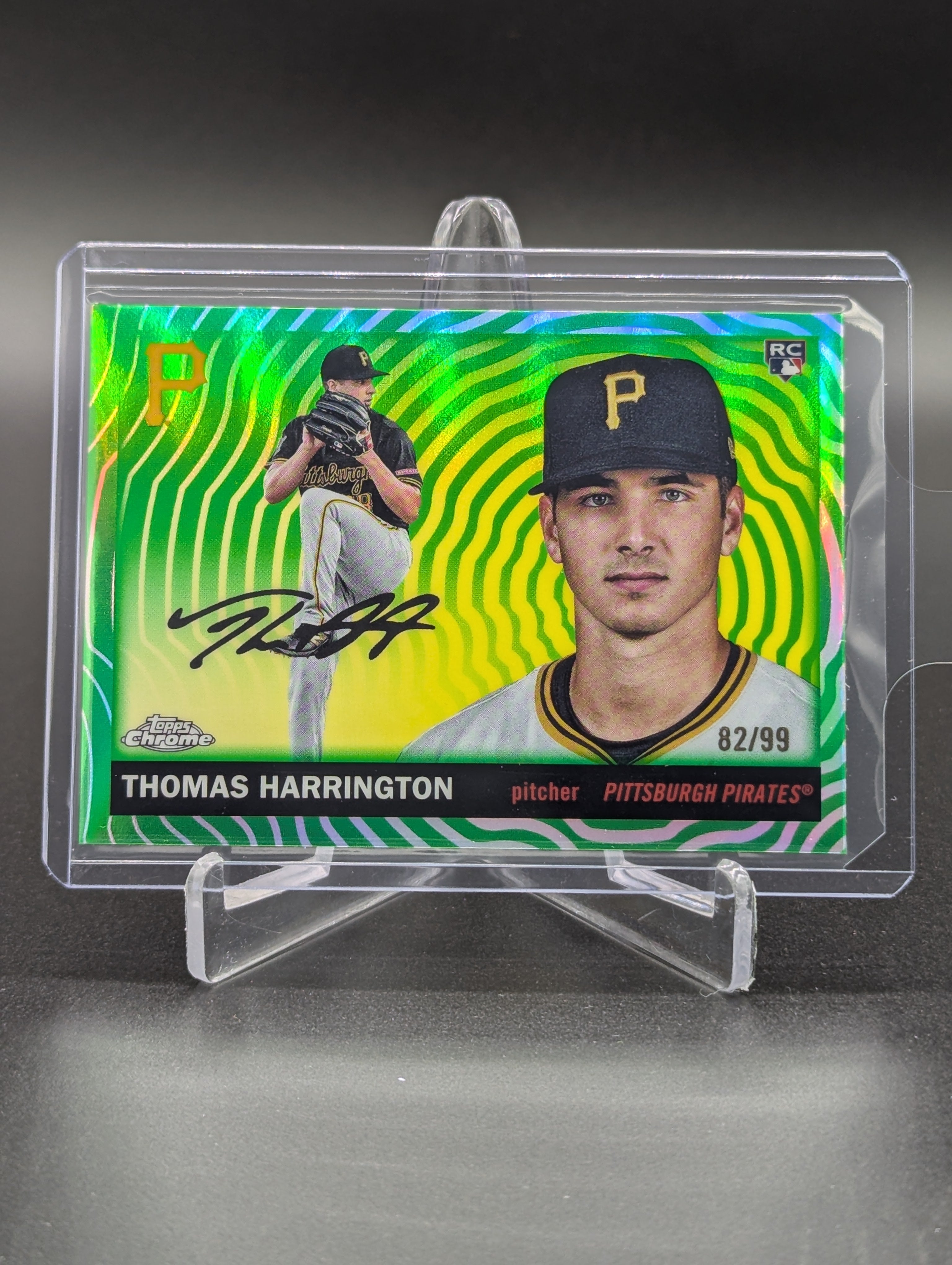 2025 Topps Chrome Platinum Green Vibration /99 #260 Thomas Harrington RC