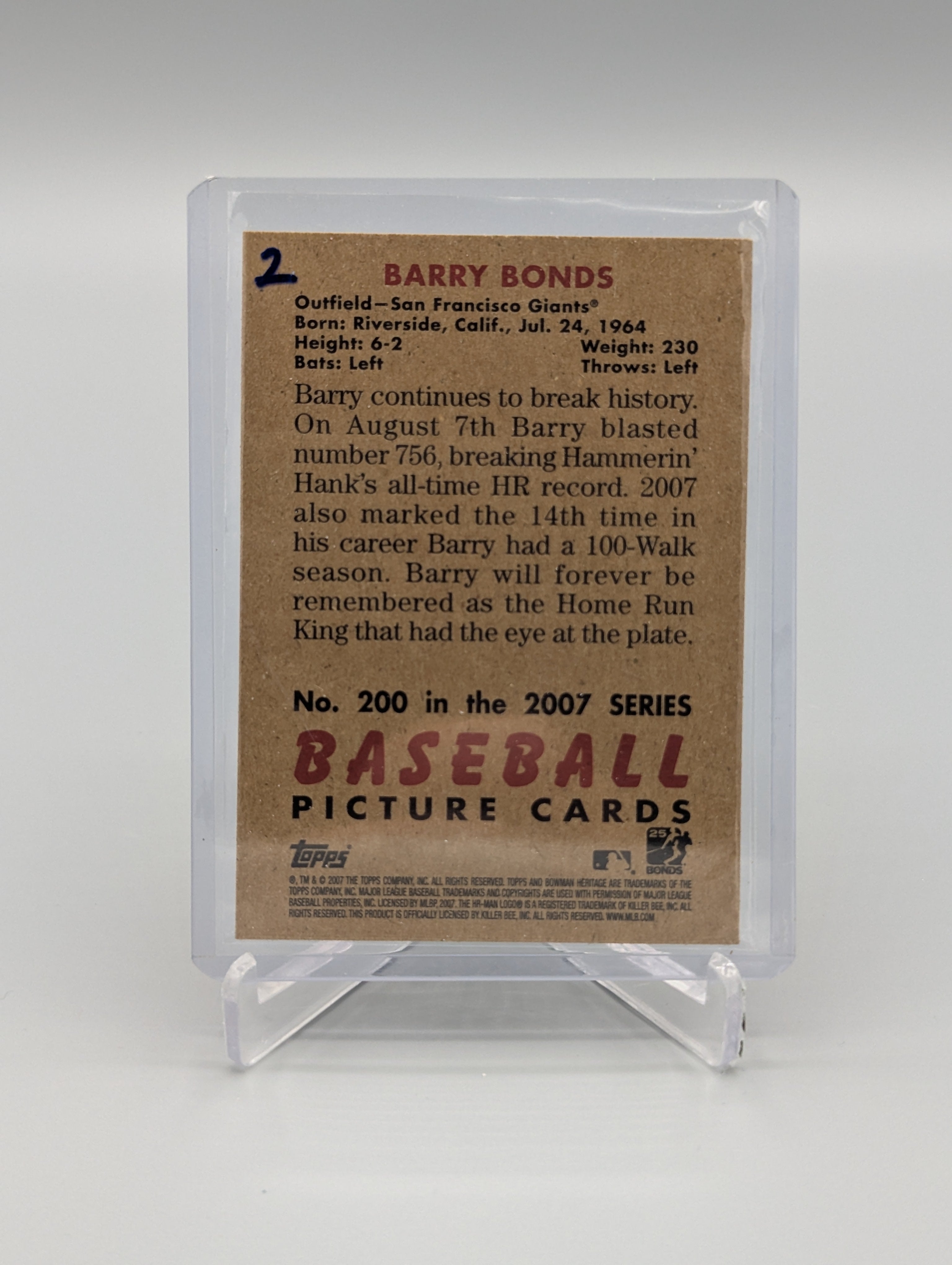 2007 Bowman Heritage SP #200 Barry Bonds Giants