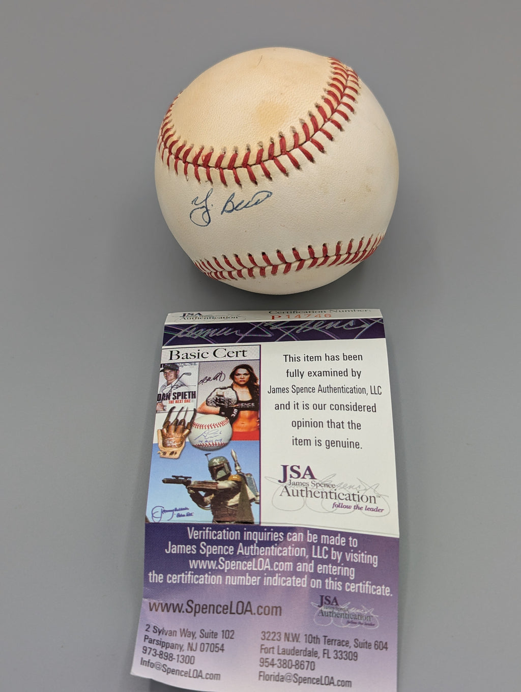 Official Major League Autographed Ball Yogi Berra JSA