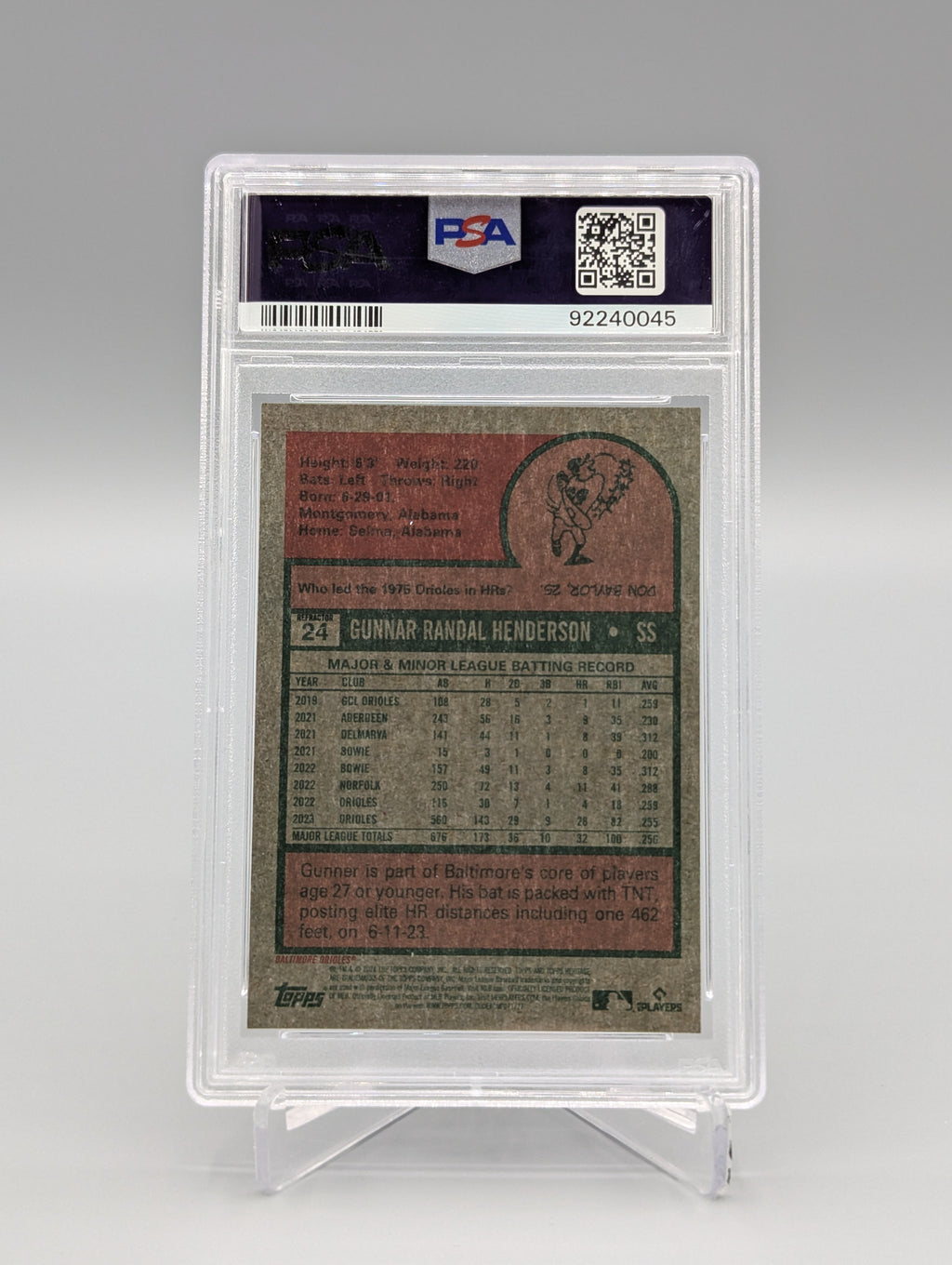 2024 Topps Heritage Chrome #24 Gunnar Henderson #/575 PSA 10 Orioles