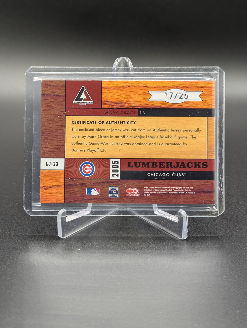2005 Leaf Limited Lumberjacks Relic Auto /25 LJ-23 Mark Grace Cubs
