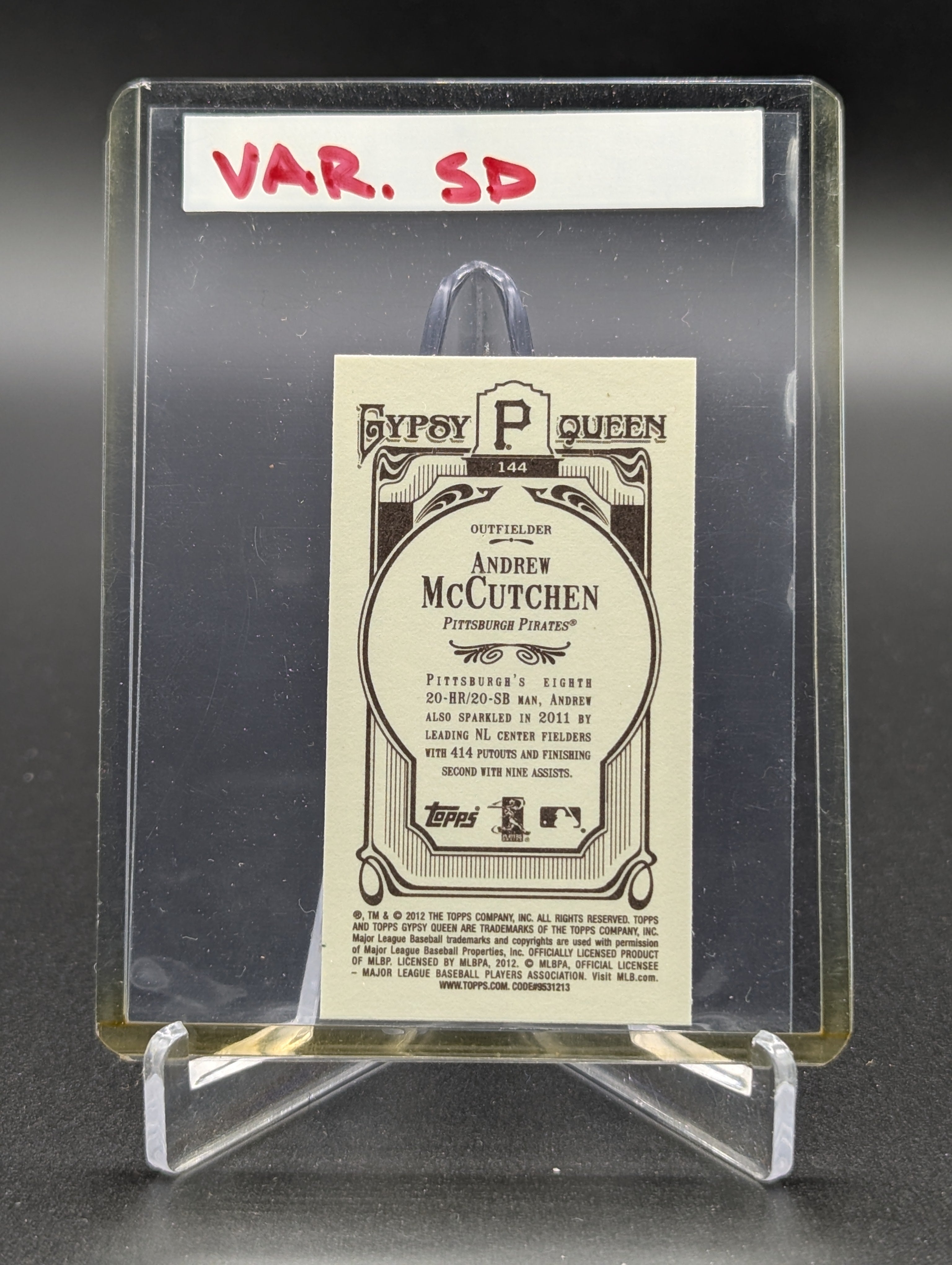 2012 Topps Gypsy Queen Mini Image Variation #144 Andrew McCutchen