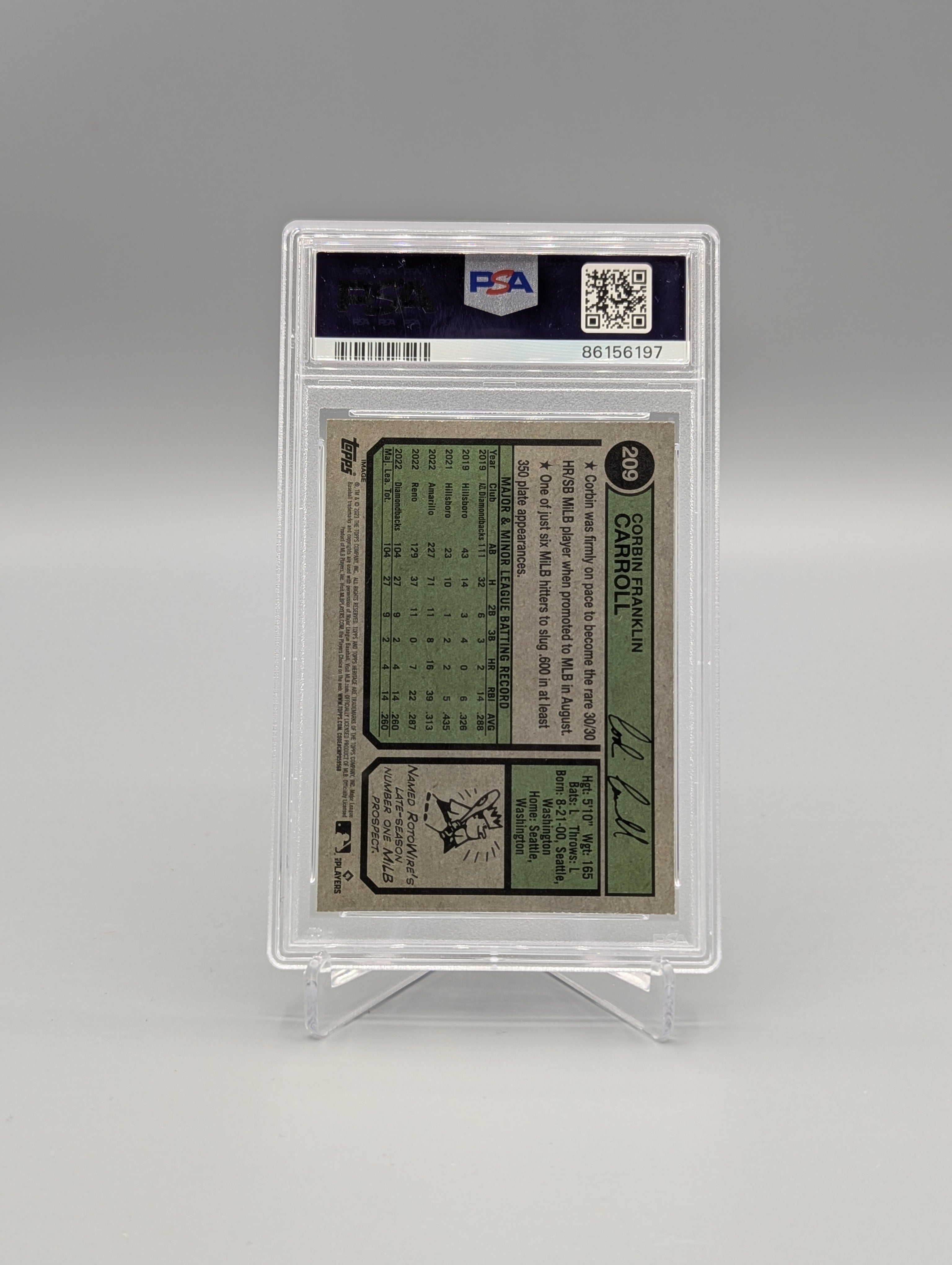 2023 Topps Heritage #209 Corbin Carroll RC Variation PSA 10 Diamondbacks