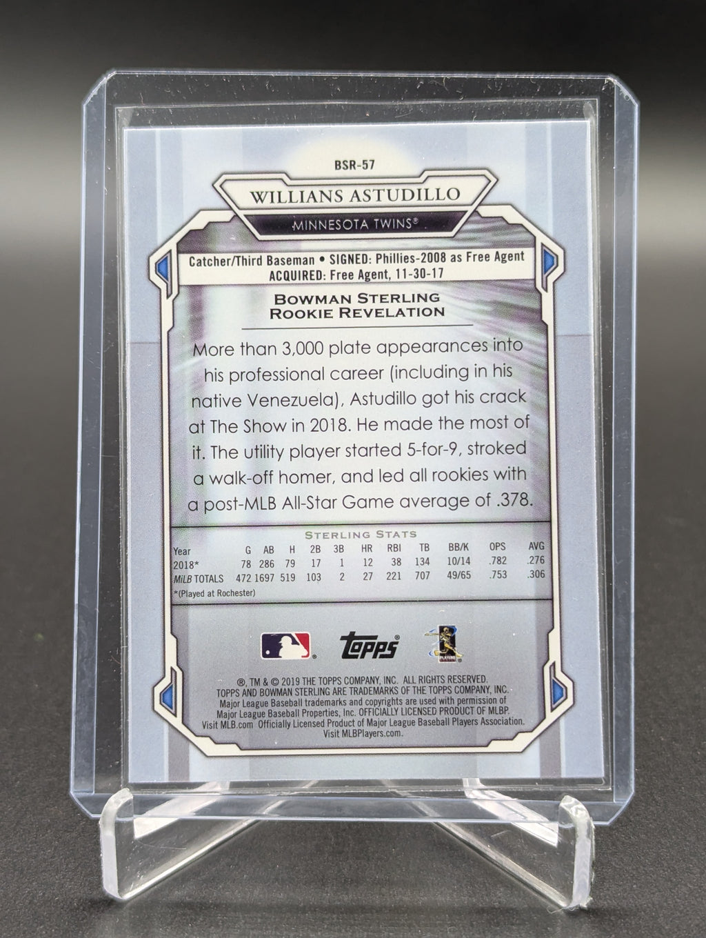 2019 Bowman Sterling RC #BSR-57 William Astudillo Twins