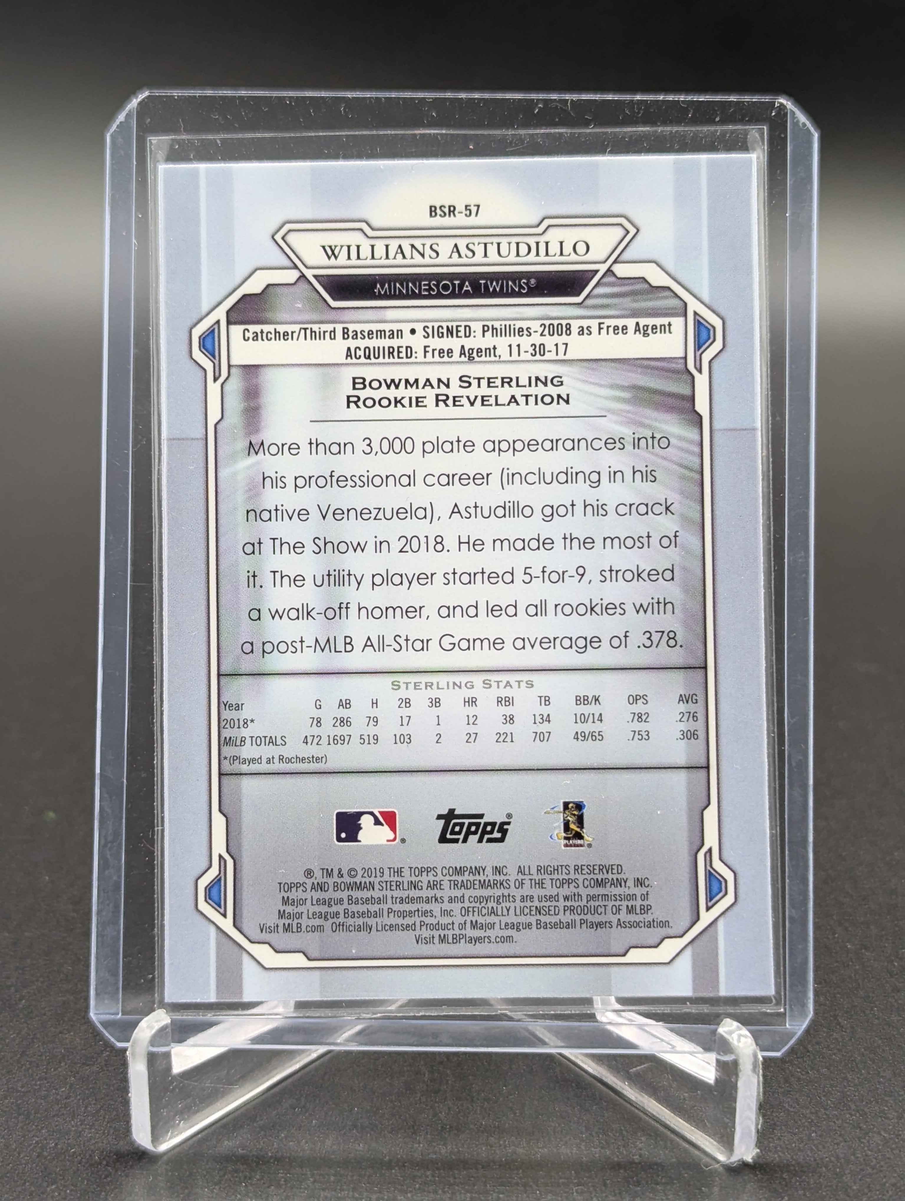 2019 Bowman Sterling RC #BSR-57 William Astudillo Twins