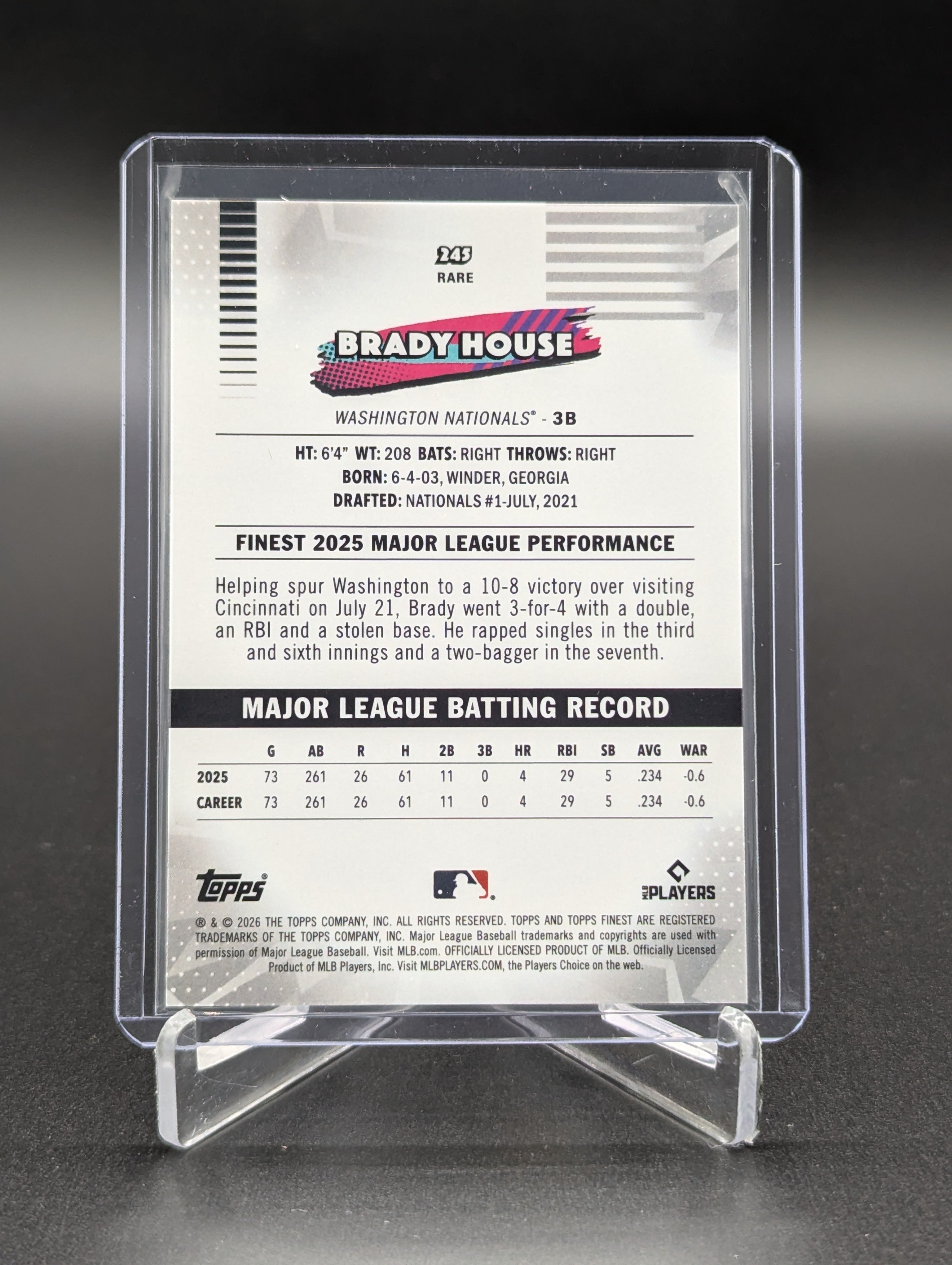 2026 Topps Finest X Fractor Green Rare /99 #245 Brady House RC Nationals