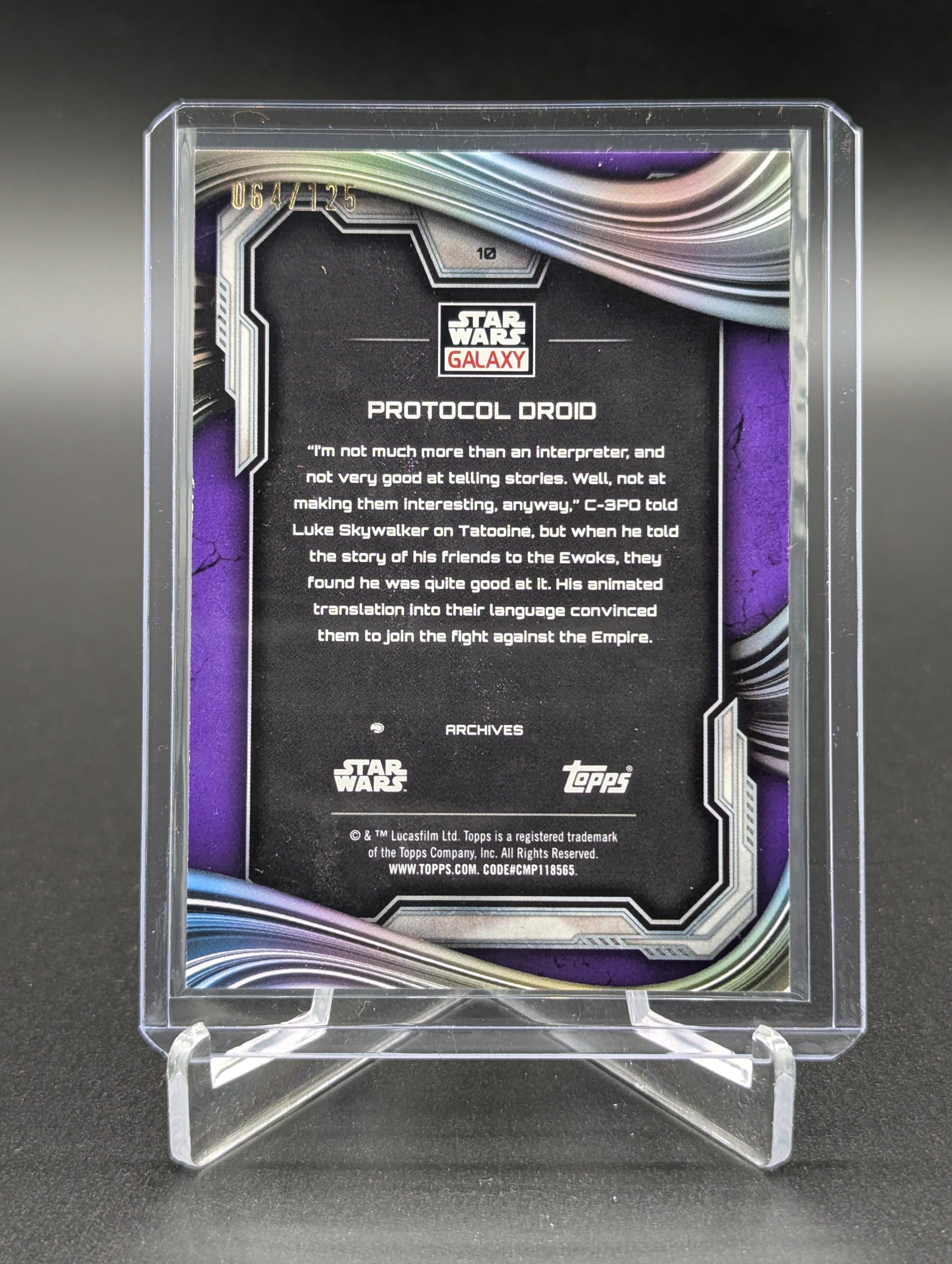 2025 Topps Chrome Star Wars Galaxy Purple Speckle #10 Protocol Droid
