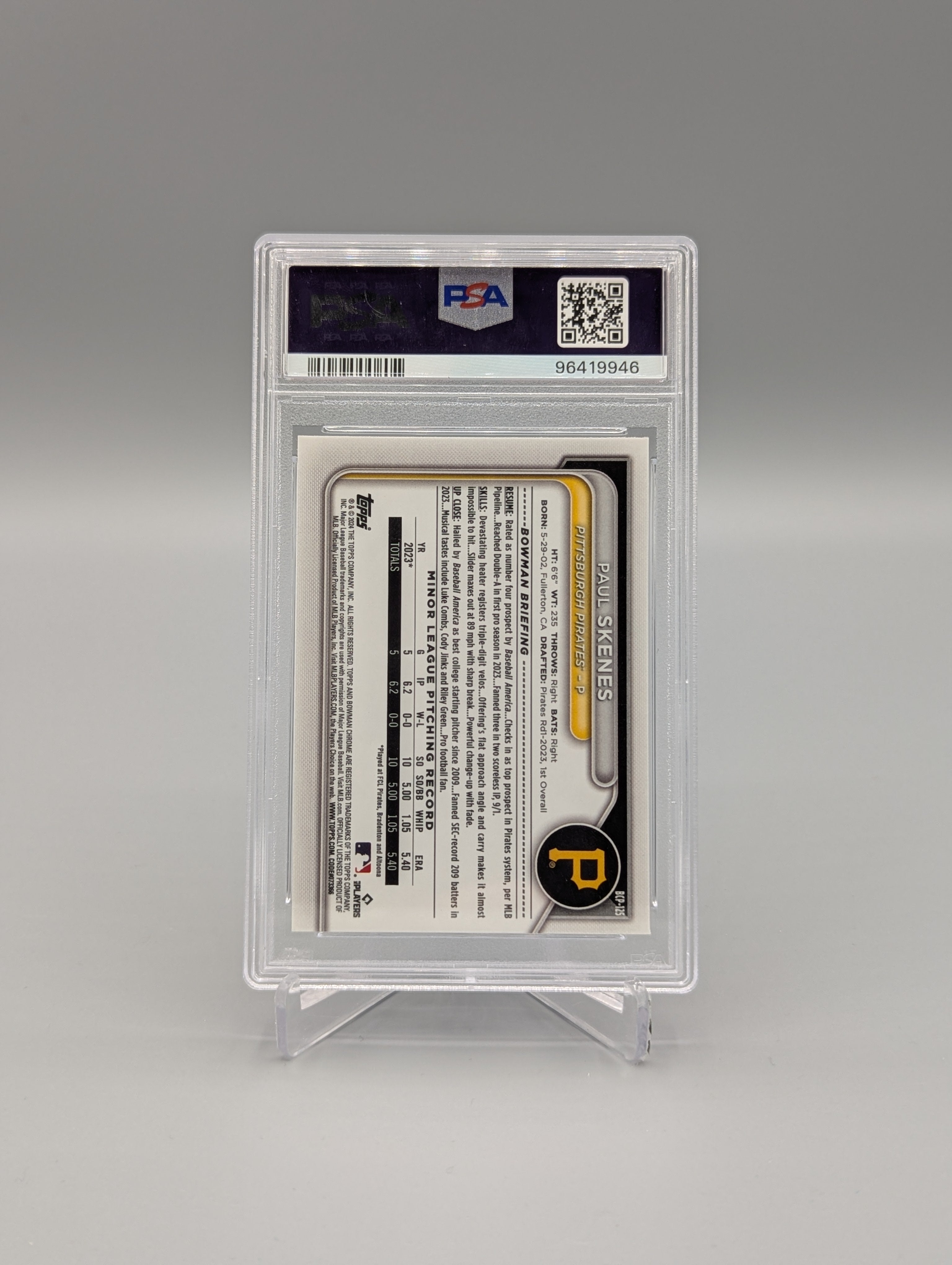 2024 Bowman Chrome Mega Box #BCP125 Paul Skenes Pirates PSA 9