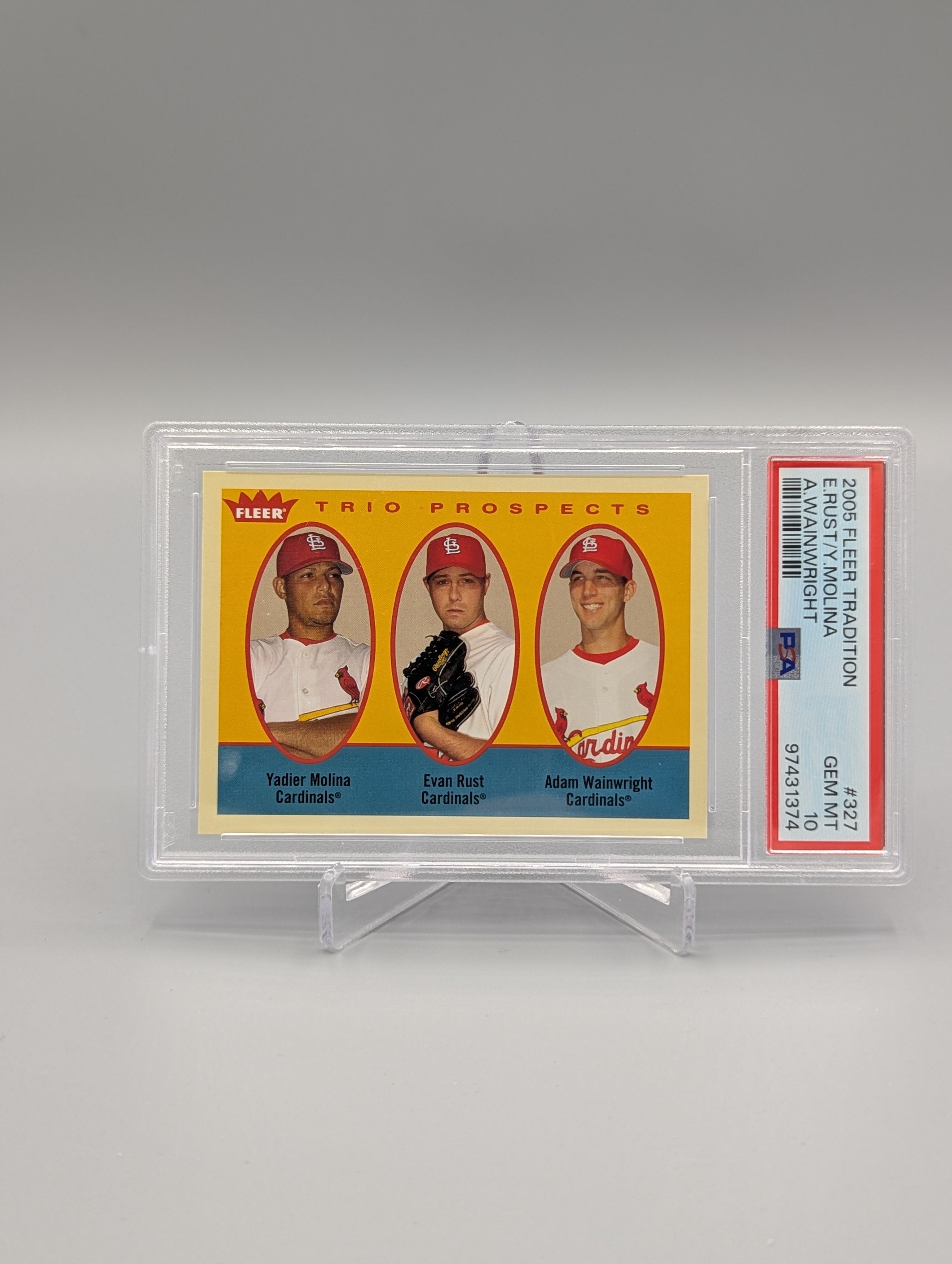 2005 Fleer Tradition Rust/Molina/Wainwright RC PSA 10 Cardinals
