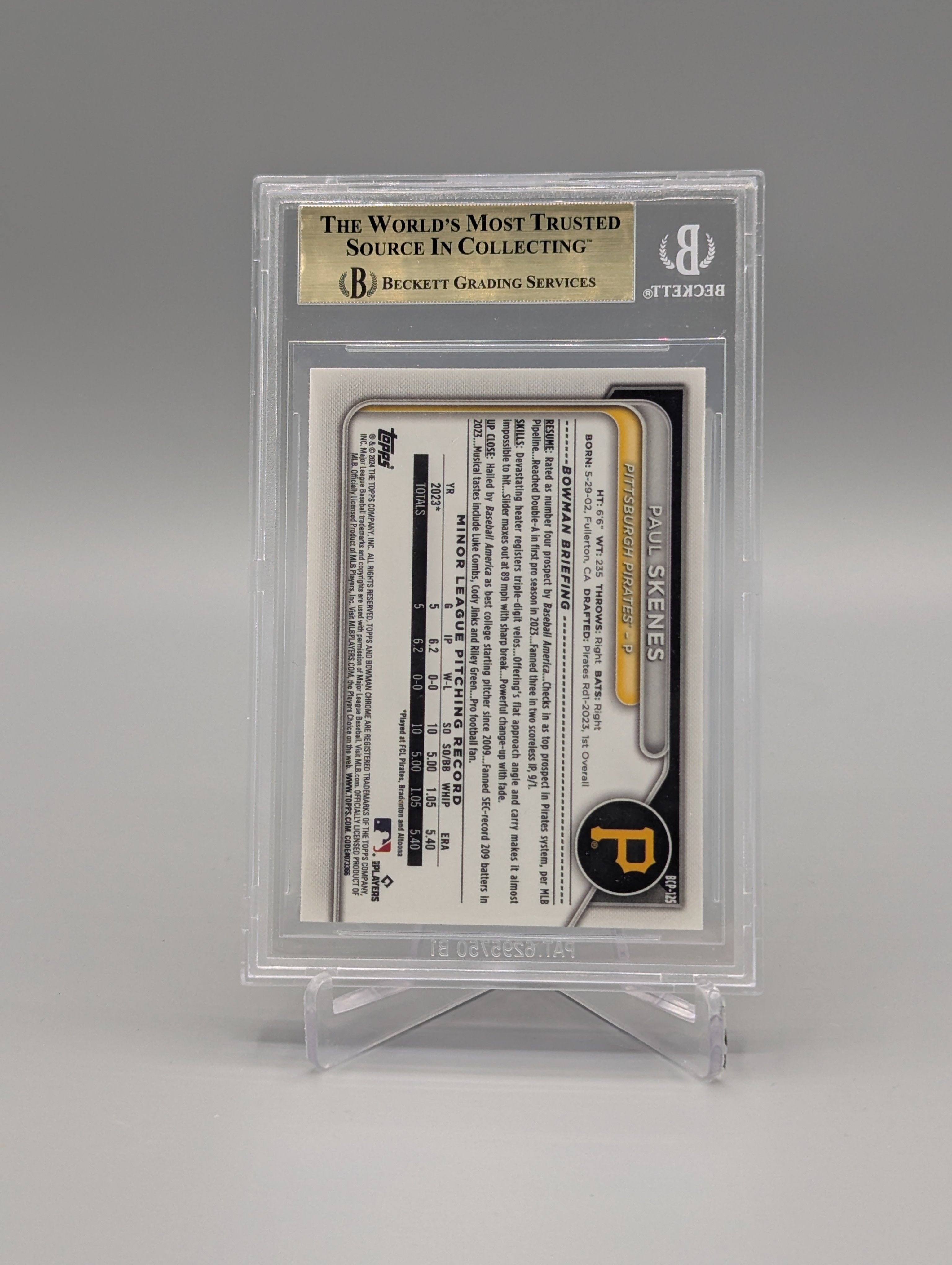 2024 Bowman Chrome Mega Box Pink Ref #BCP125 Paul Skenes Pirates BGS 9.5