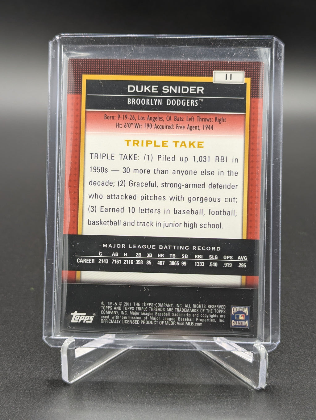 2011 Topps Triple Threads /1500 #11 Duke Snider Dodgers