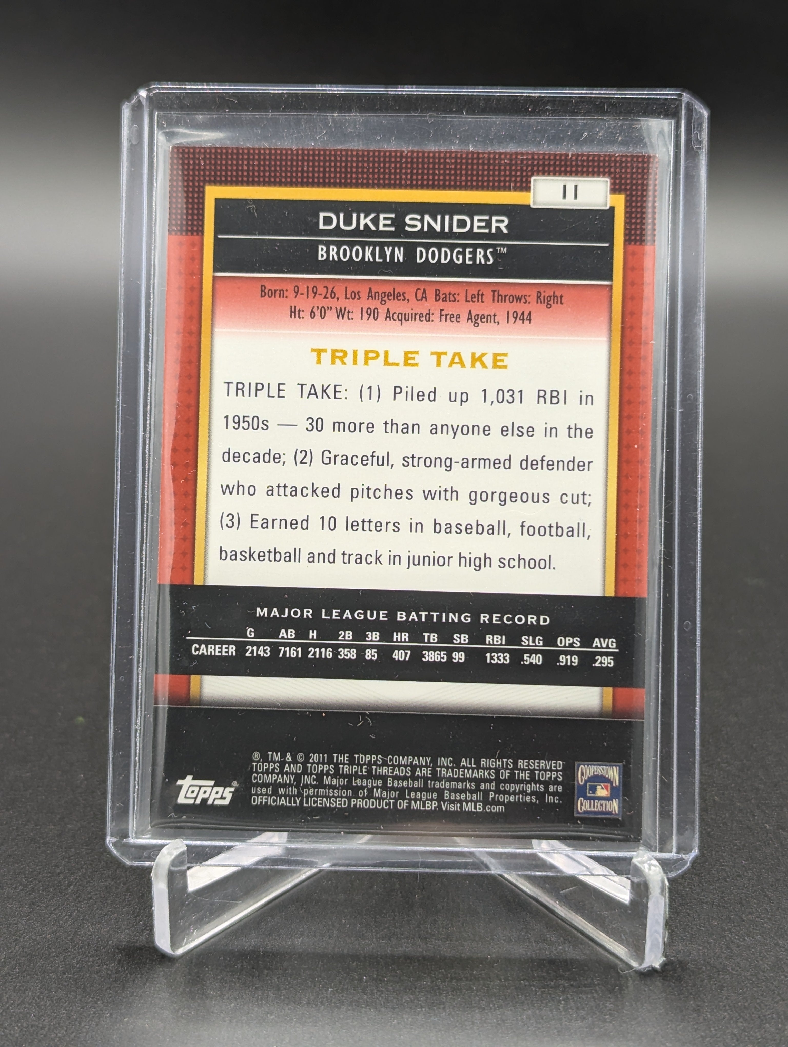 2011 Topps Triple Threads /1500 #11 Duke Snider Dodgers