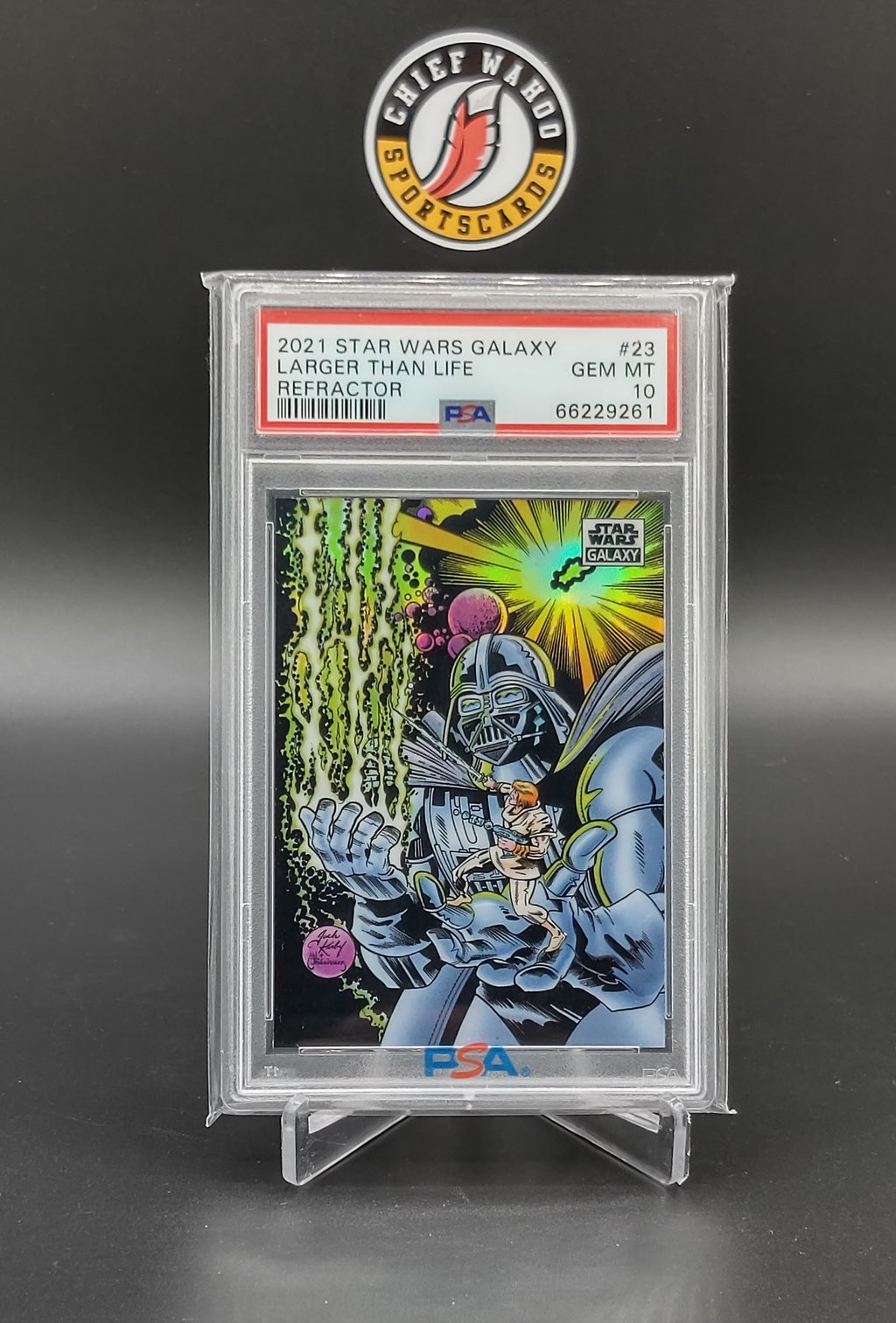 2021 Topps Star Wars Galaxy Refractor #23 Larger Than Life PSA 10