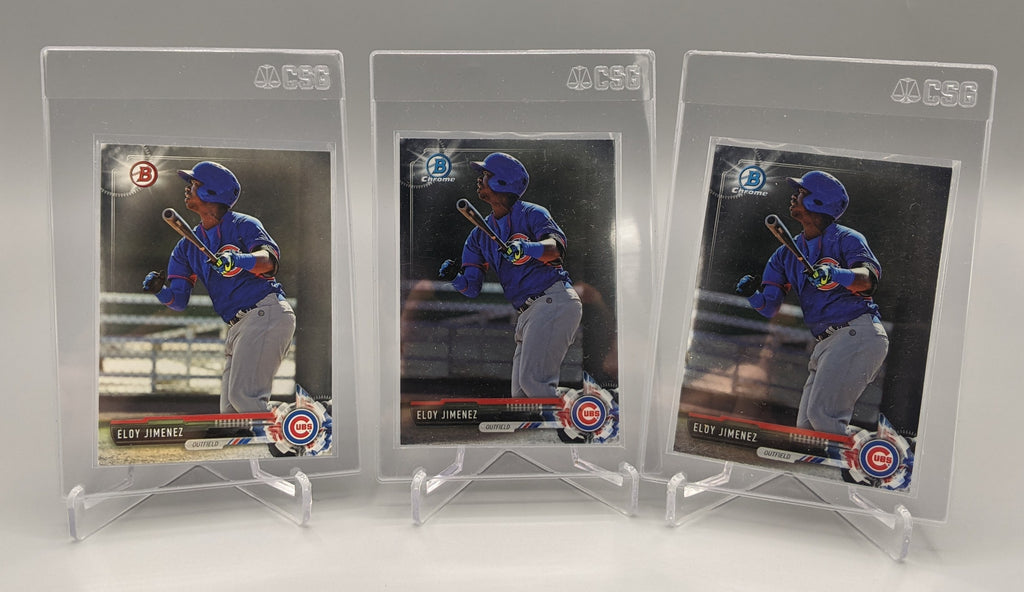 2017 Bowman Prospects & Chrome Lot #BP50 & BCP50 Eloy Jimenez (3 Cards) Cubs