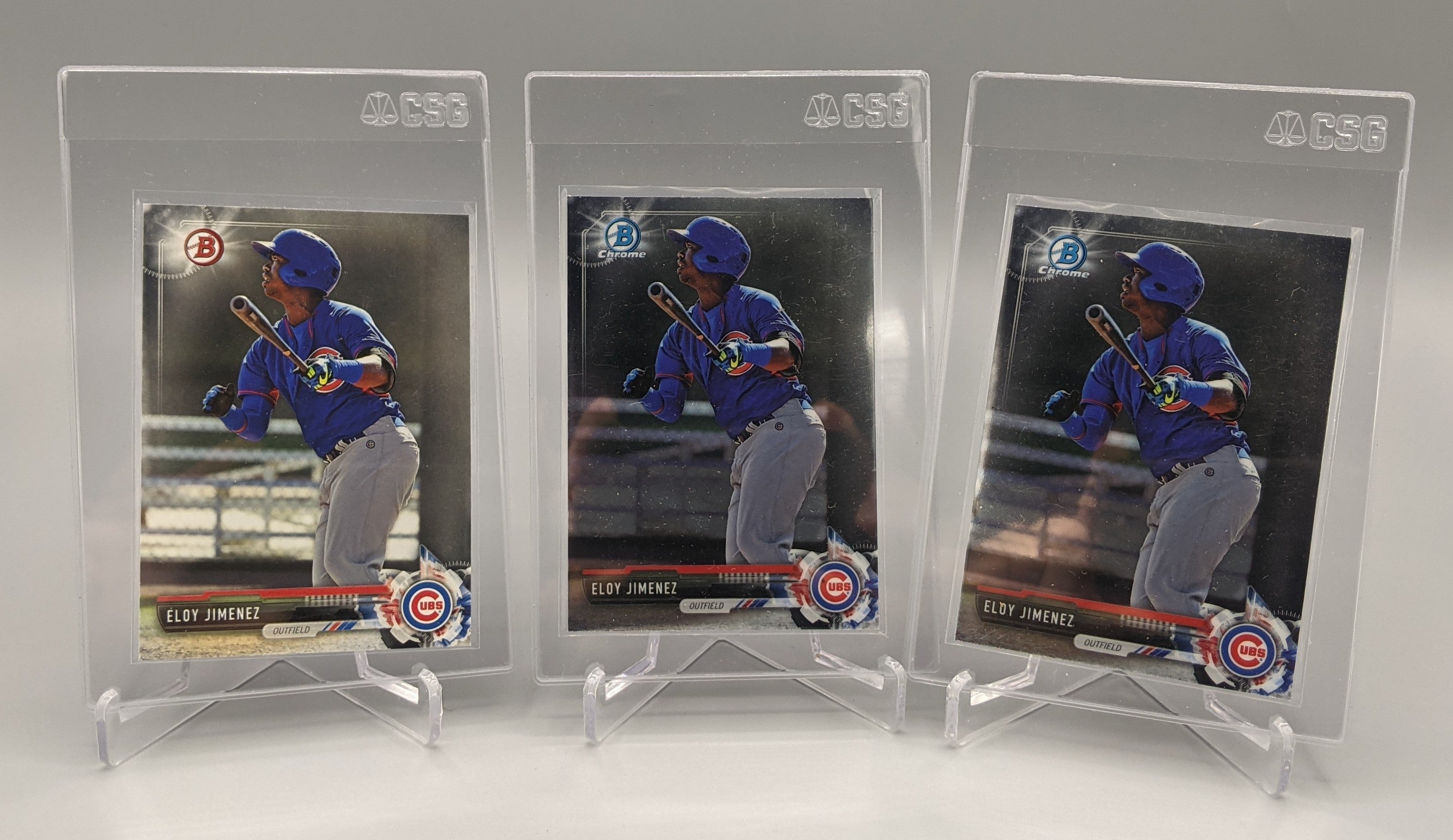 2017 Bowman Prospects & Chrome Lot #BP50 & BCP50 Eloy Jimenez (3 Cards) Cubs