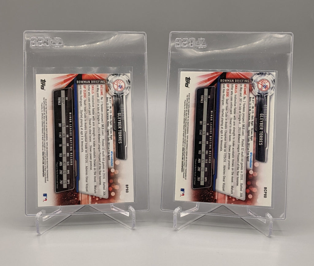 2017 Bowman Prospects & Chrome Lot #BP80 & BCP80 Gleyber Torres (2 Cards) Yankees