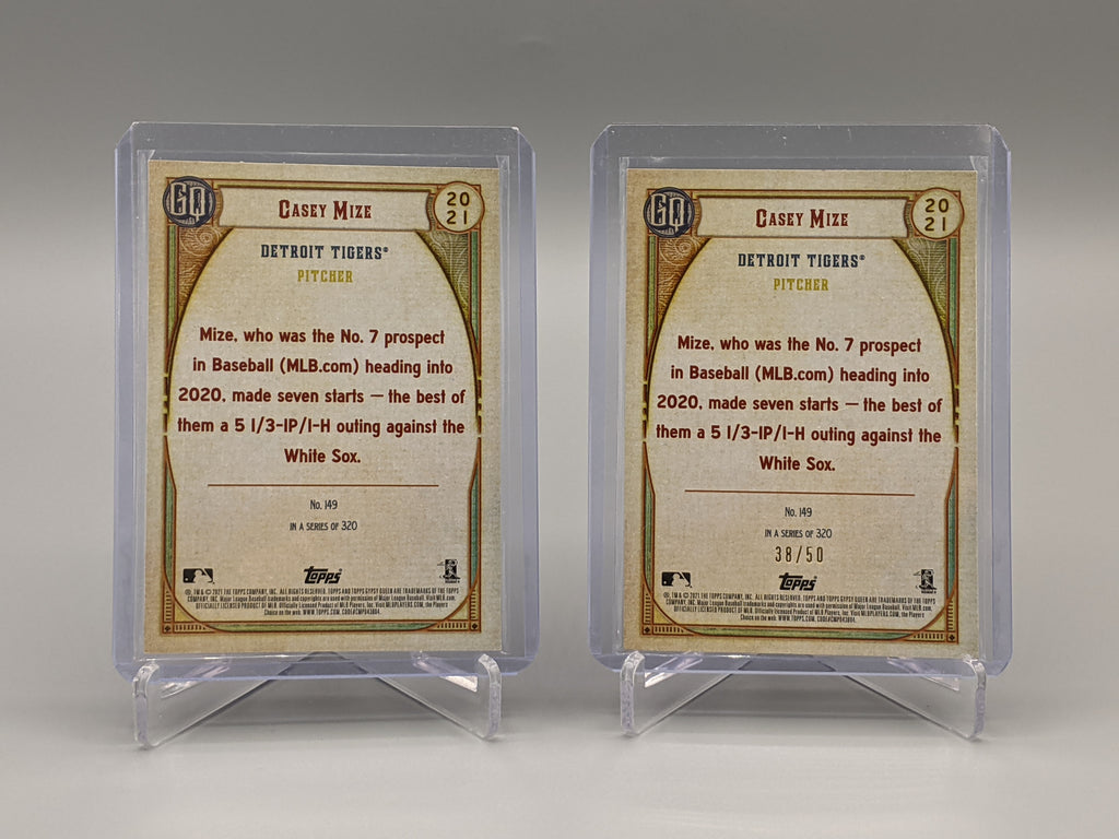 2021 Topps Gypsy Queen Chrome Gold Lot #149 Casey Mize RC (2 cards) Tigers