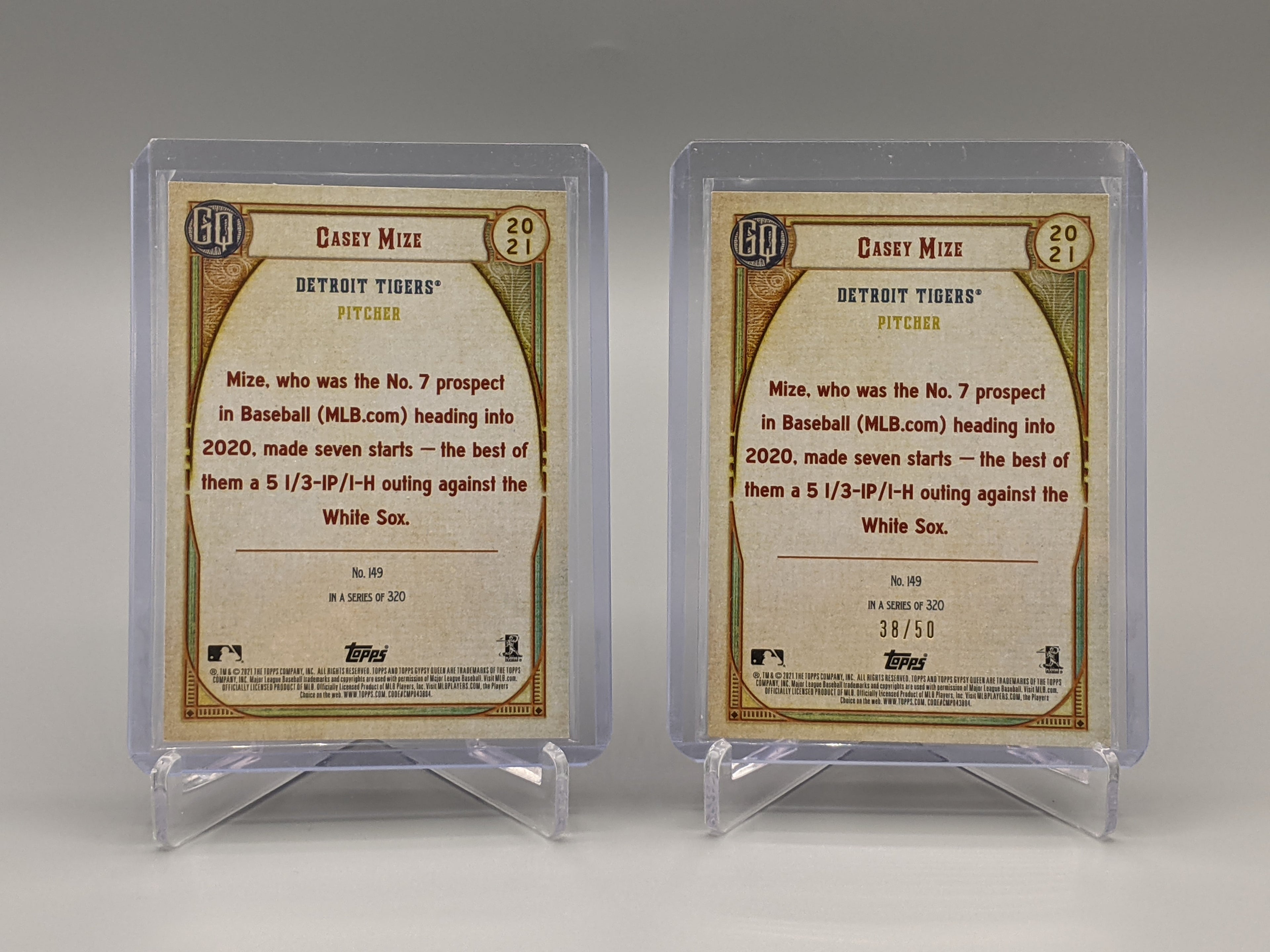 2021 Topps Gypsy Queen Chrome Gold Lot #149 Casey Mize RC (2 cards) Tigers