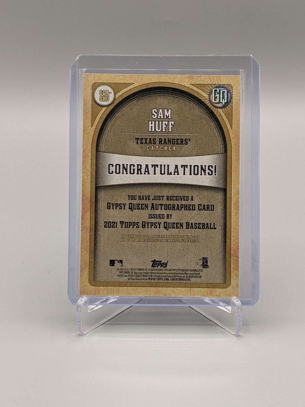 2021 Topps Gypsy Queen Auto #GQA-SHU Sam Huff RC Rangers