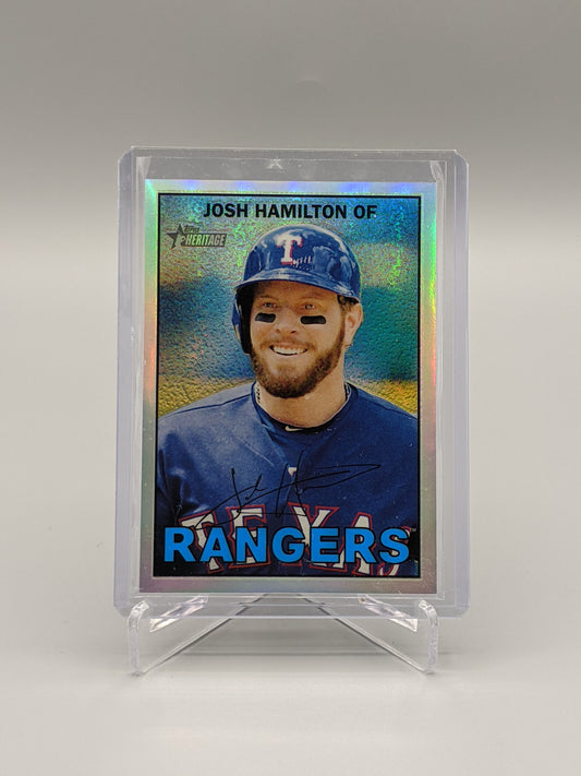 2016 Topps Heritage Refractor SP #463 Josh Hamilton Ser #/567 Rangers