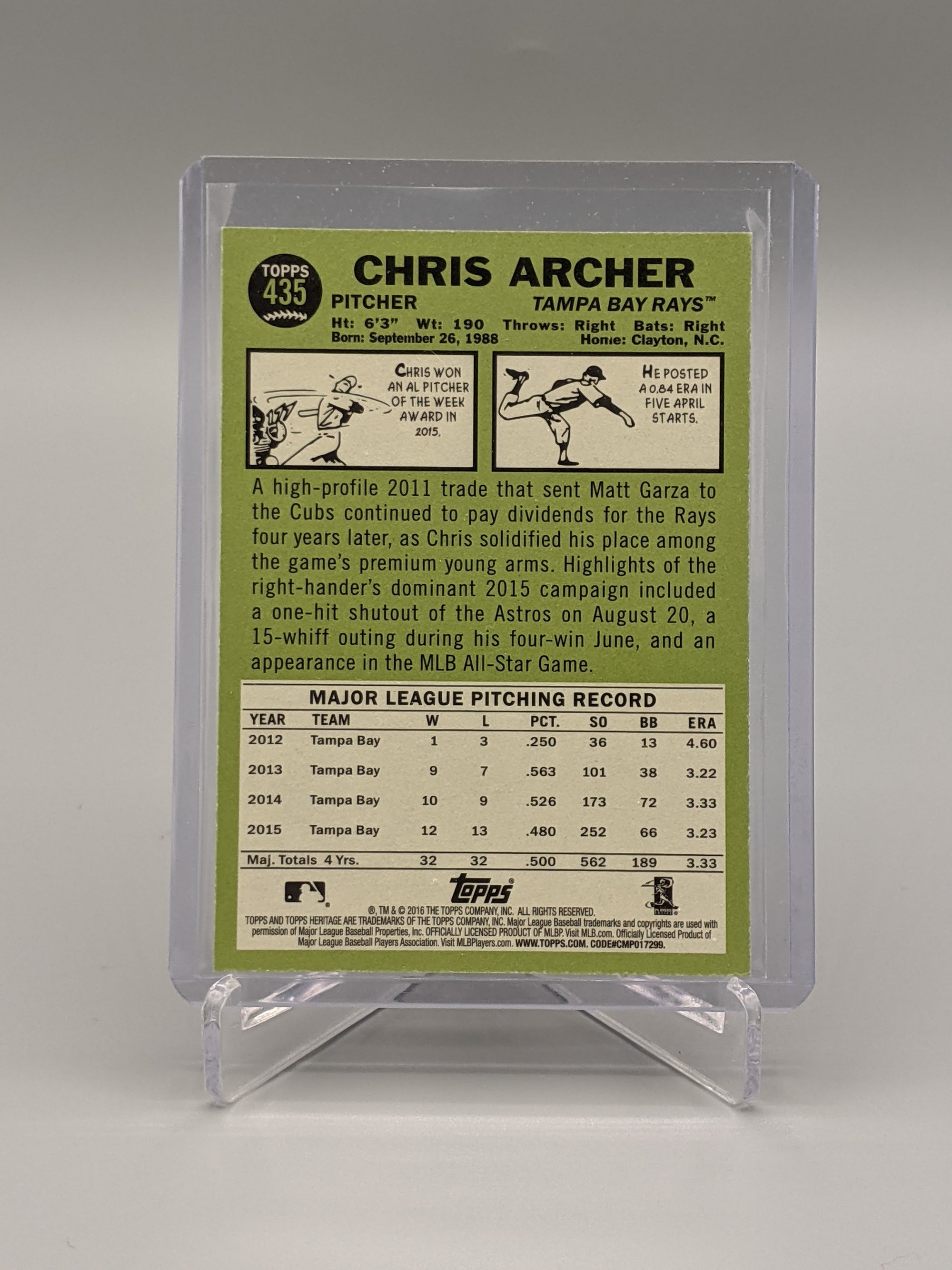 2016 Topps Heritage SP #435 Chris Archer Rays