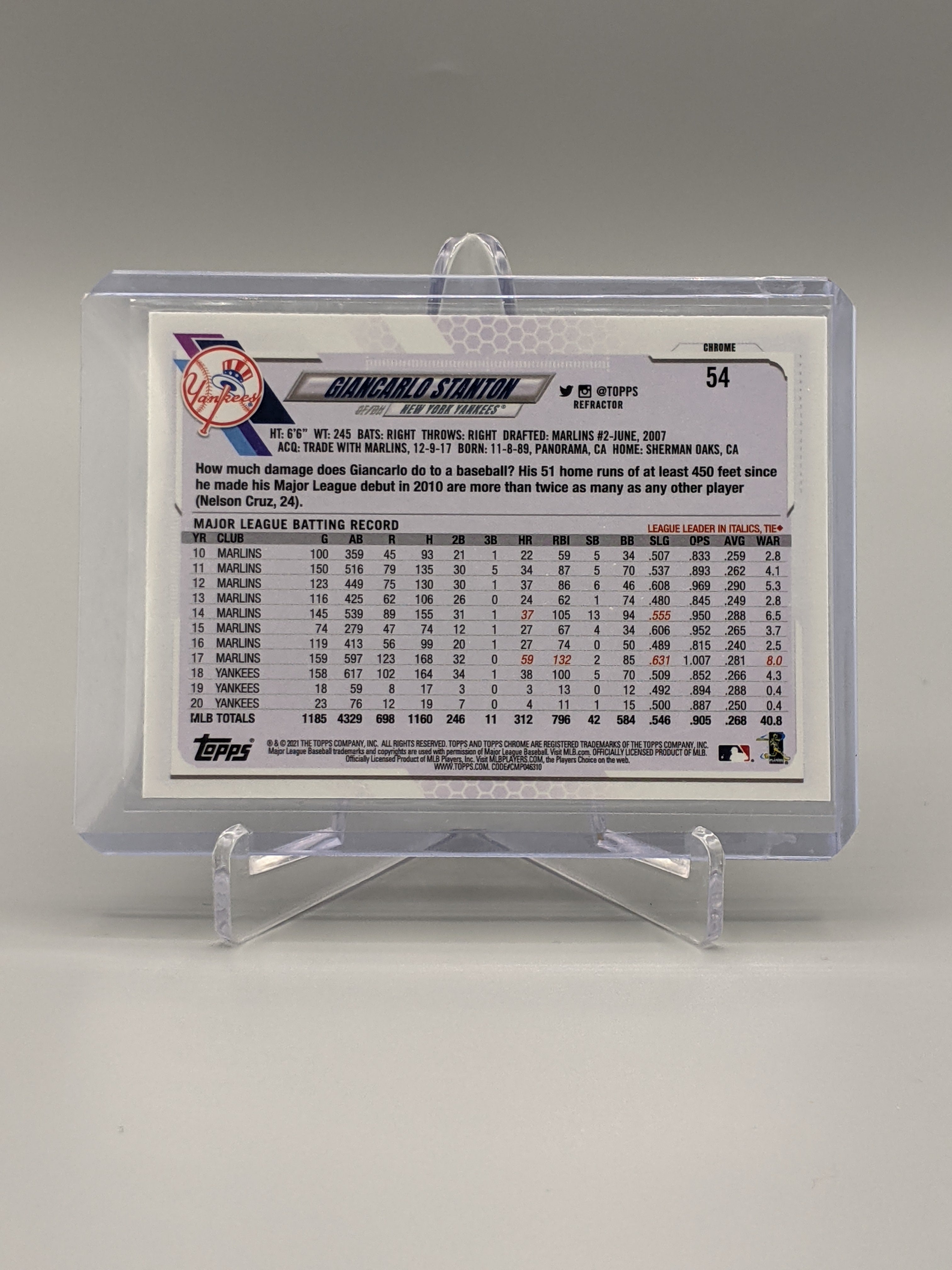 2021 Topps Chrome Refractor #54 Giancarlo Stanton Yankees