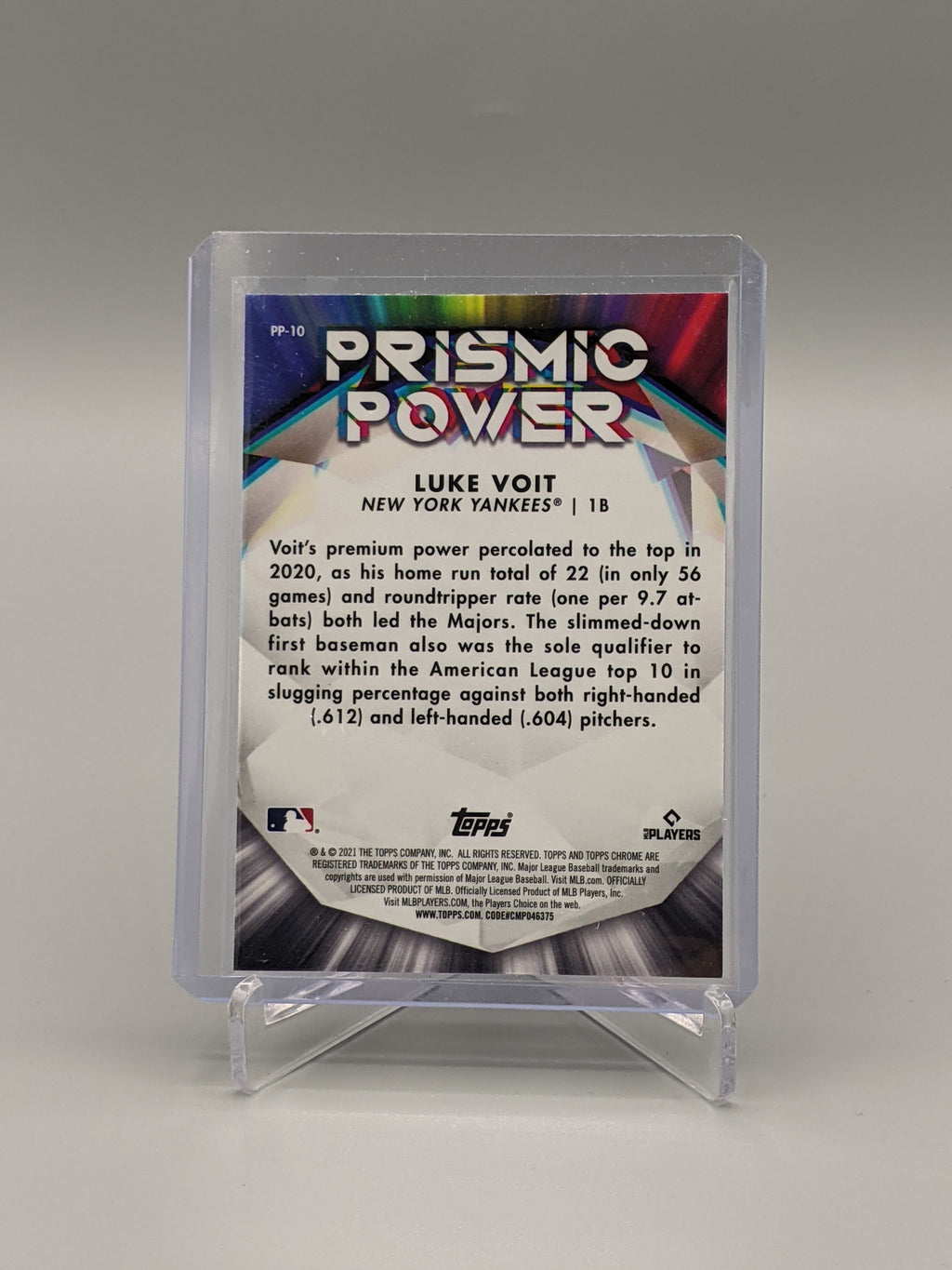 2021 Topps Chrome Prismic Power #PP-10 Luke Voit Yankees