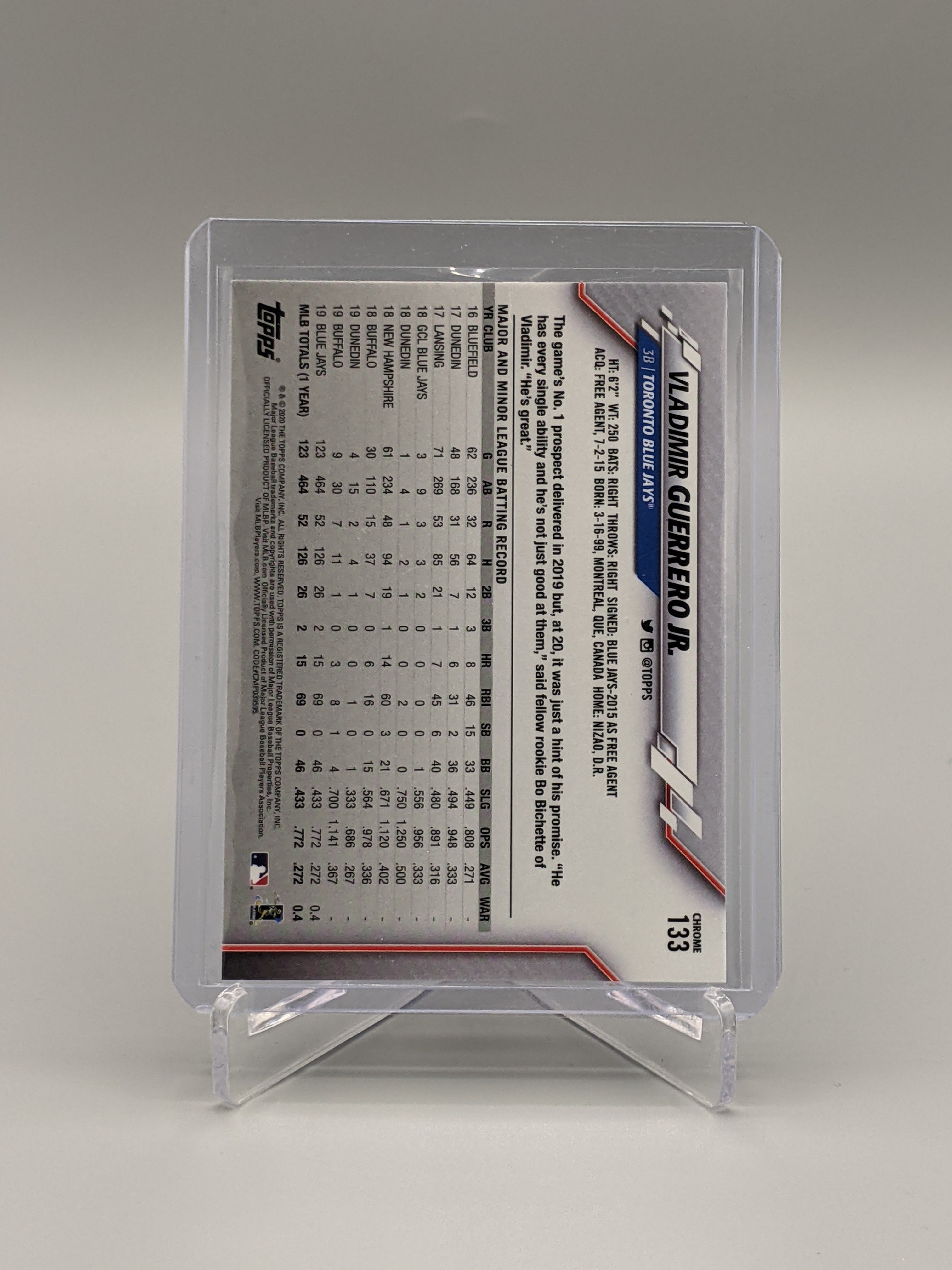 2020 Topps Chrome #133 Vladimir Guerrero Jr RC Cup Blue Jays