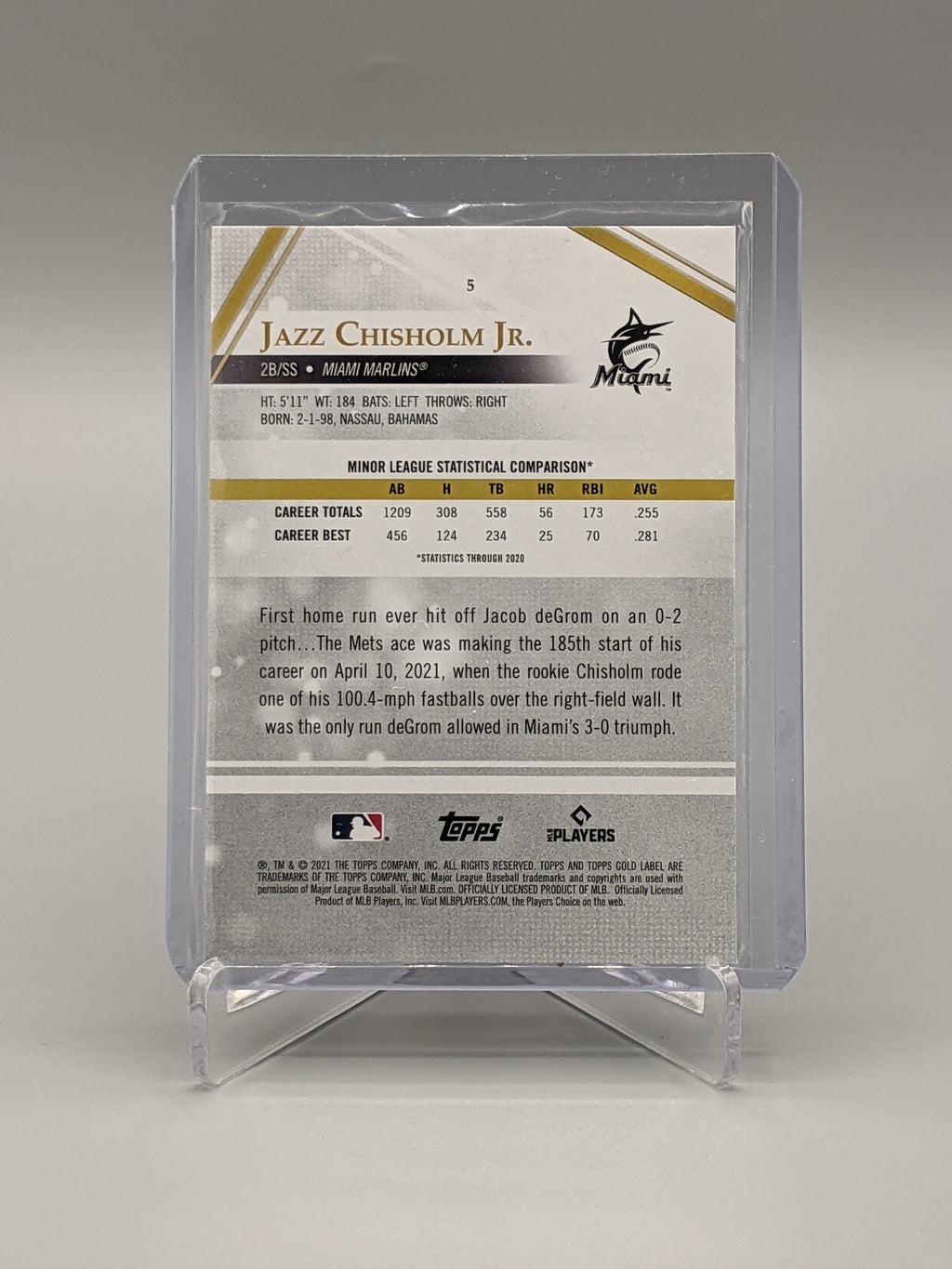 2021 Topps Gold Label Black Class 2 Jazz Chisholm Jr RC Marlins