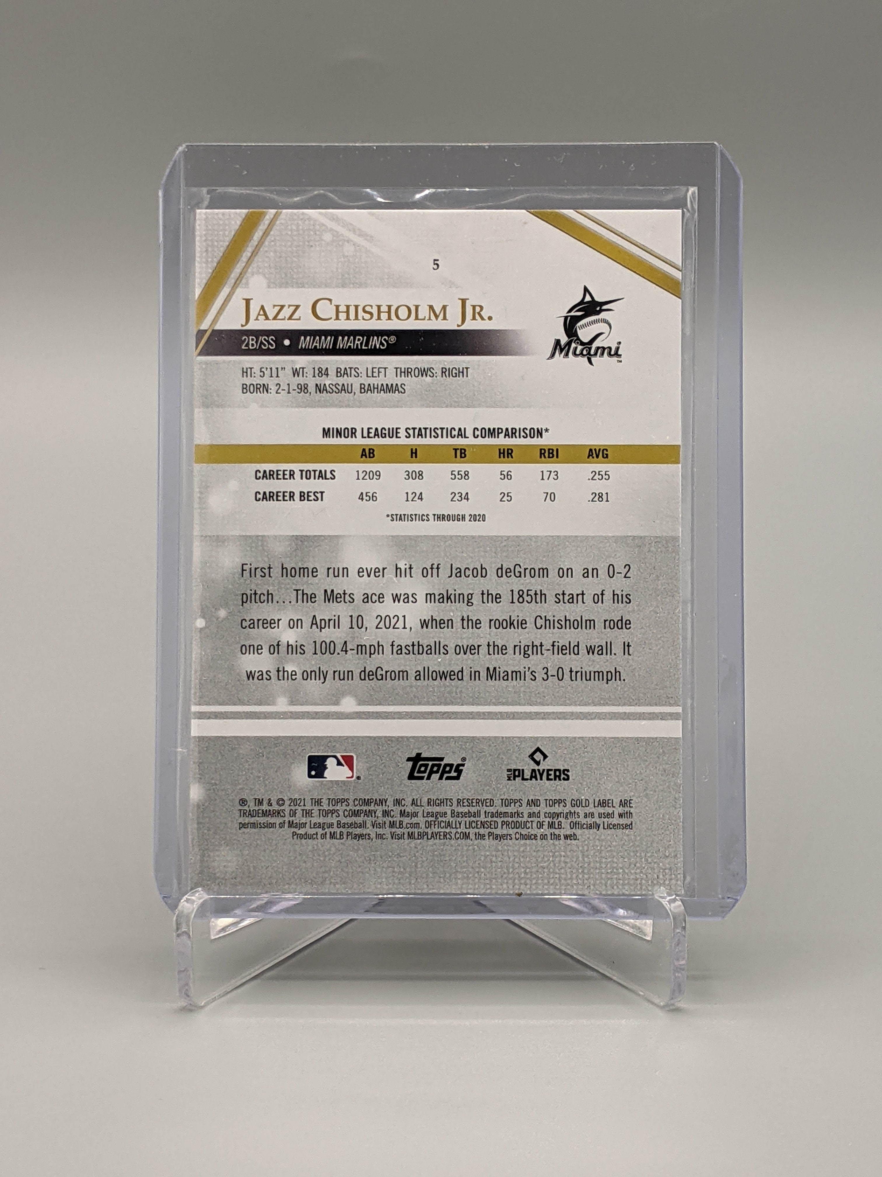 2021 Topps Gold Label Black Class 2 Jazz Chisholm Jr RC Marlins