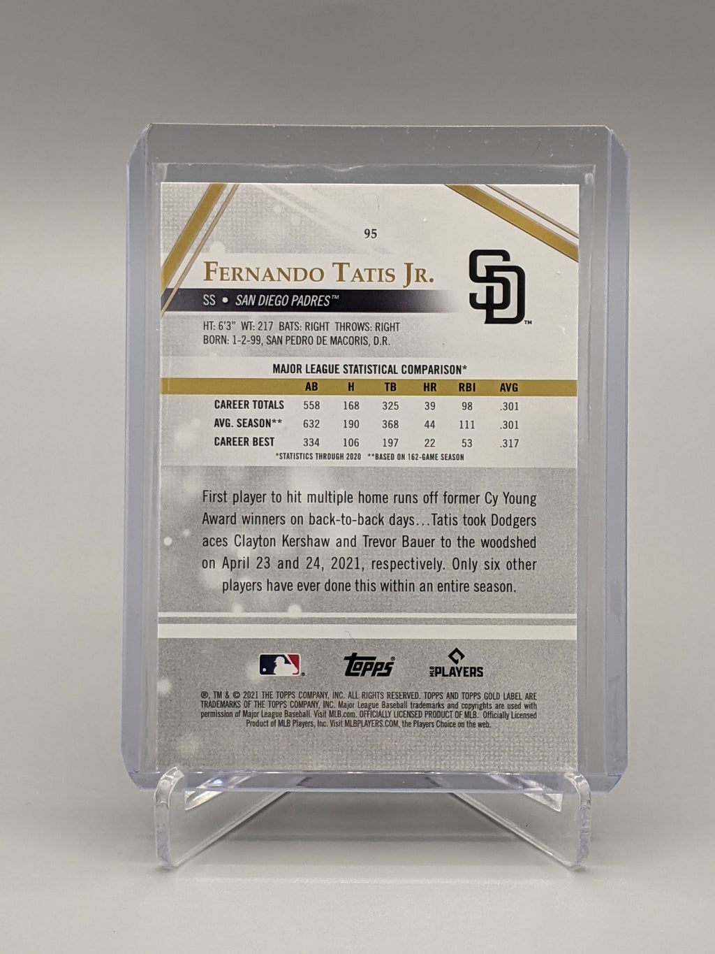 2021 Topps Gold Label Black Class 3 Fernando Tatis Jr Padres