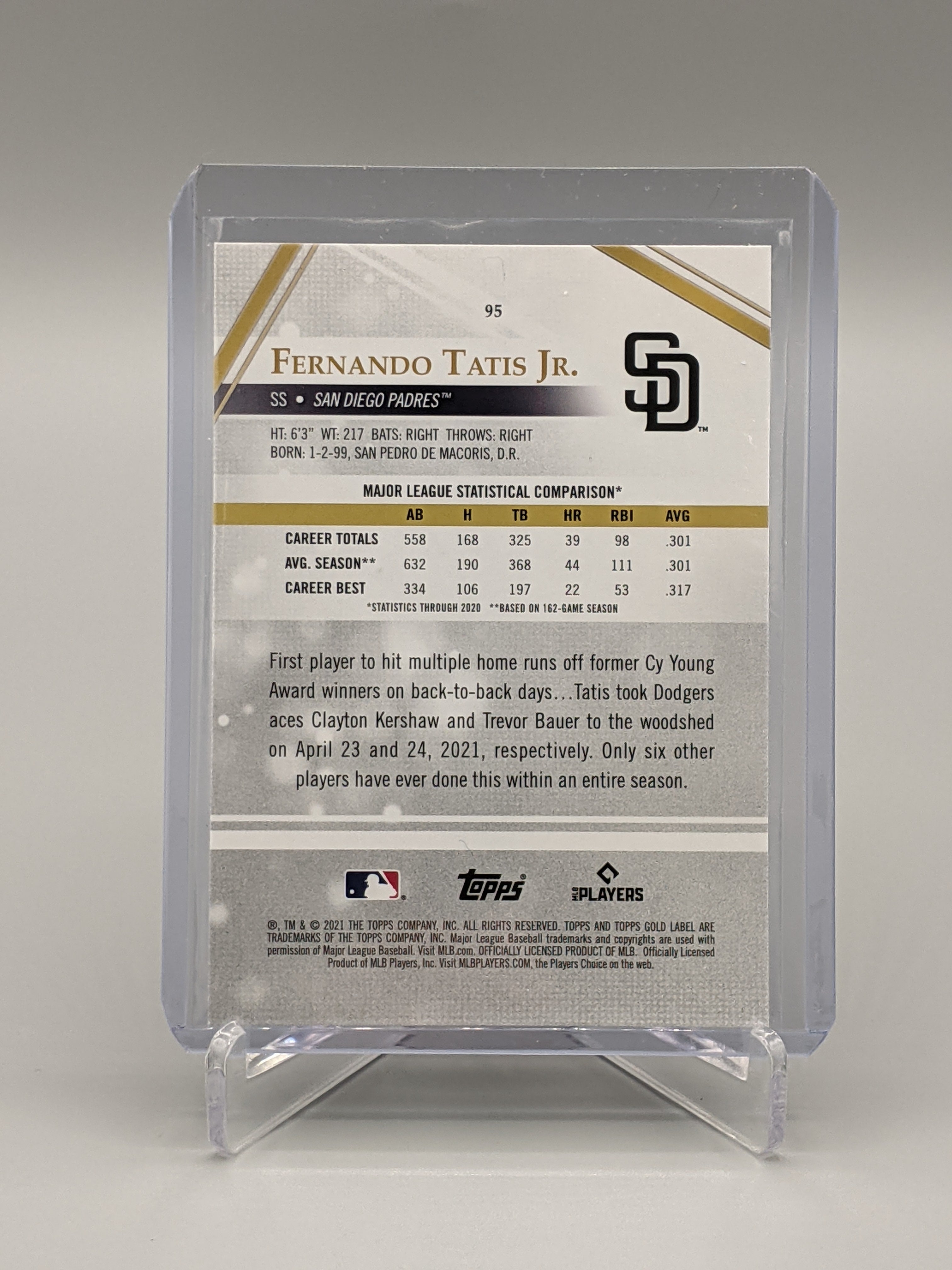 2021 Topps Gold Label Black Class 3 Fernando Tatis Jr Padres