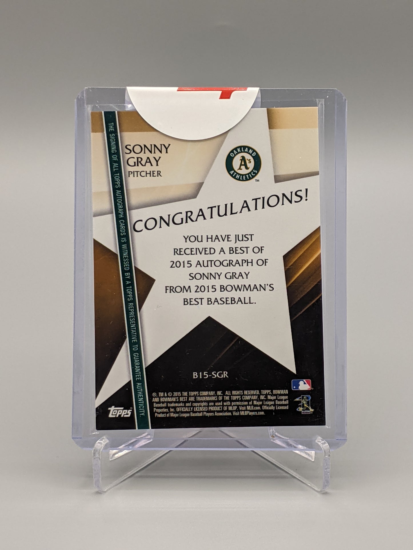 2015 Bowman's Best Green Auto Sonny Gray RC #/99 A's Athletics