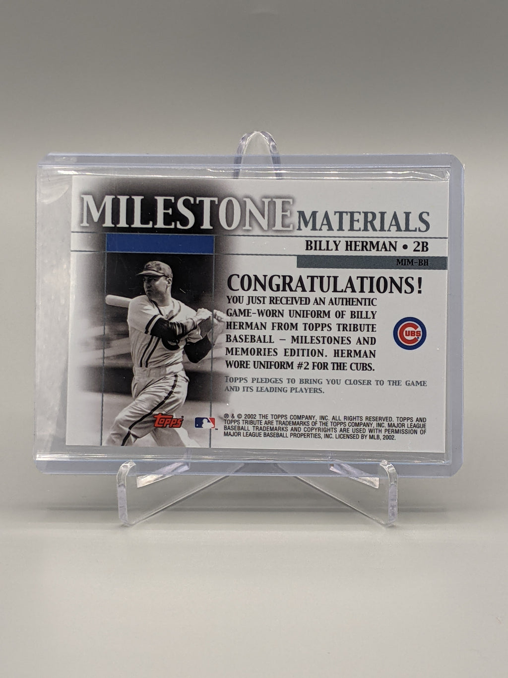 2002 Topps Tribute Milestone Materials Billy Herman Cubs