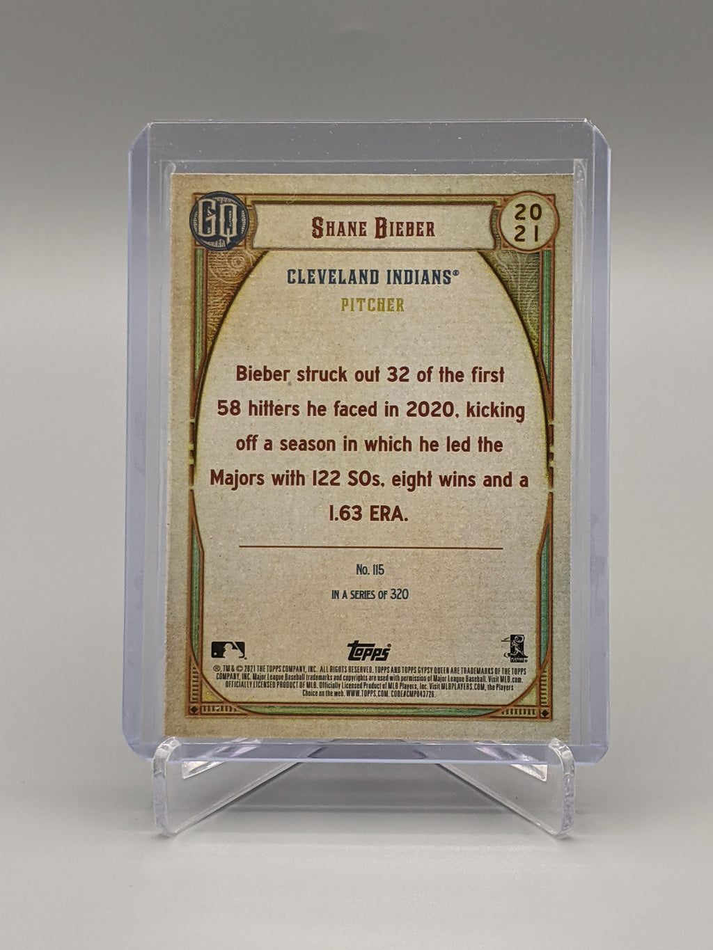 2021 Topps Gypsy Queen Team Script SP #115 Shane Bieber Guardians