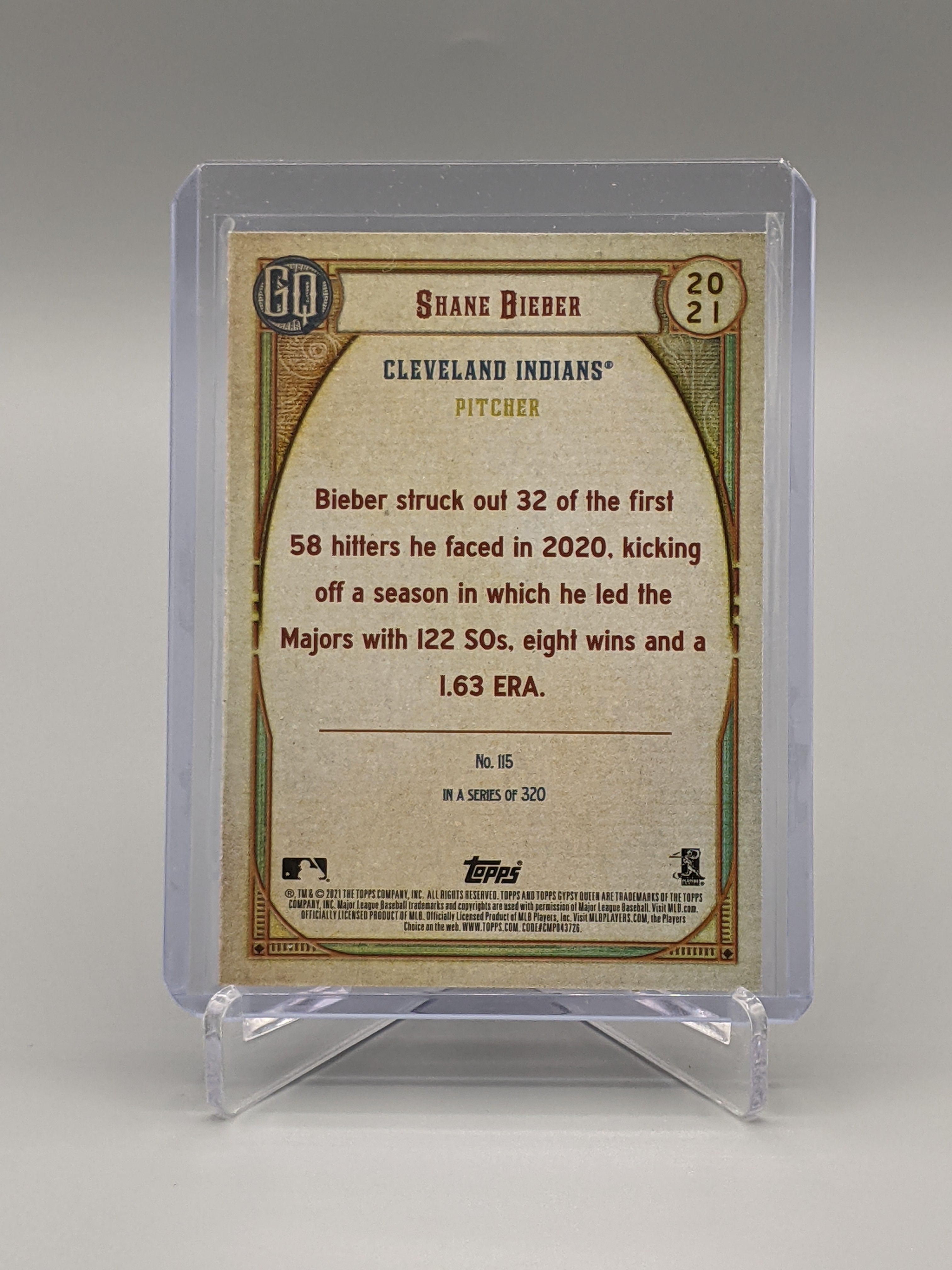 2021 Topps Gypsy Queen Team Script SP #115 Shane Bieber Guardians