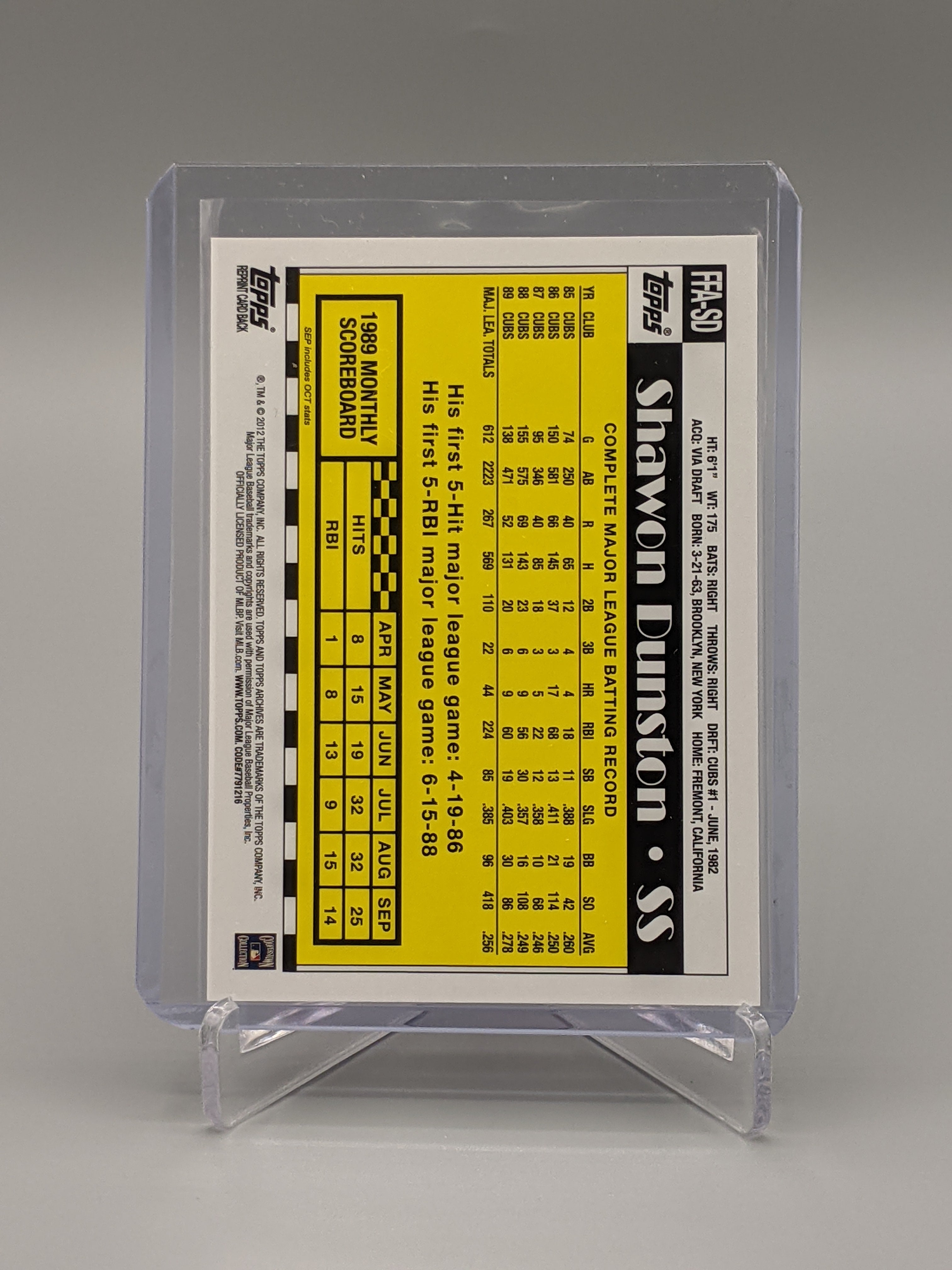 2012 Topps Archives Auto Shawon Dunston Cubs