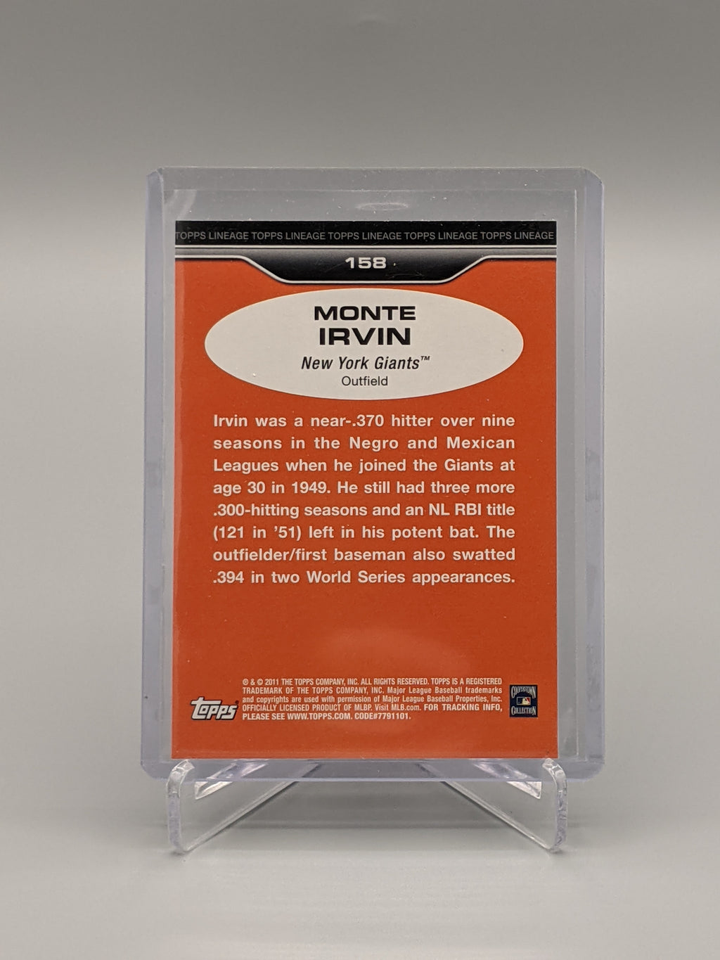 2011 Topps Lineage Diamond Anniversary Monte Irvin Giants