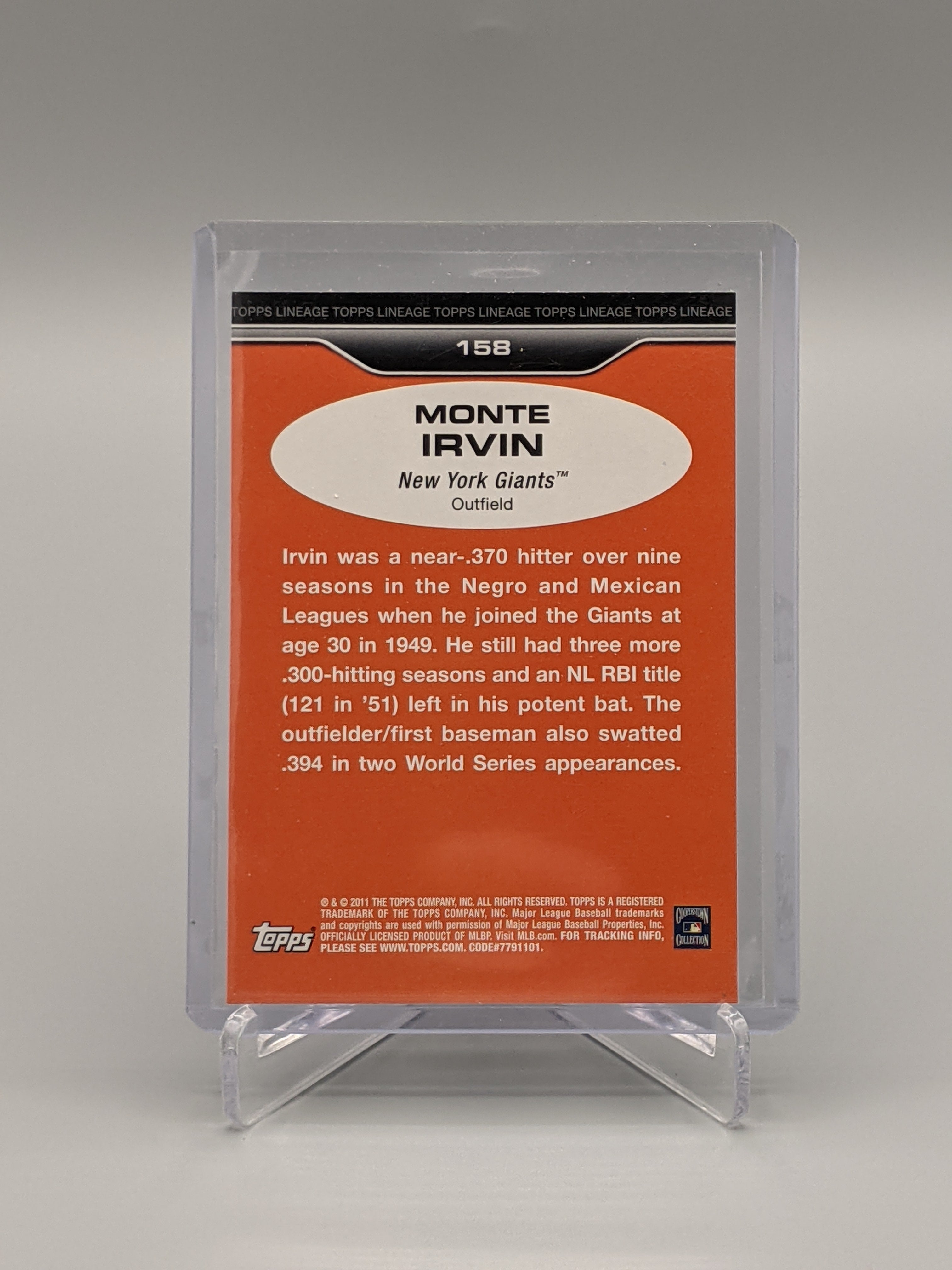 2011 Topps Lineage Diamond Anniversary Monte Irvin Giants
