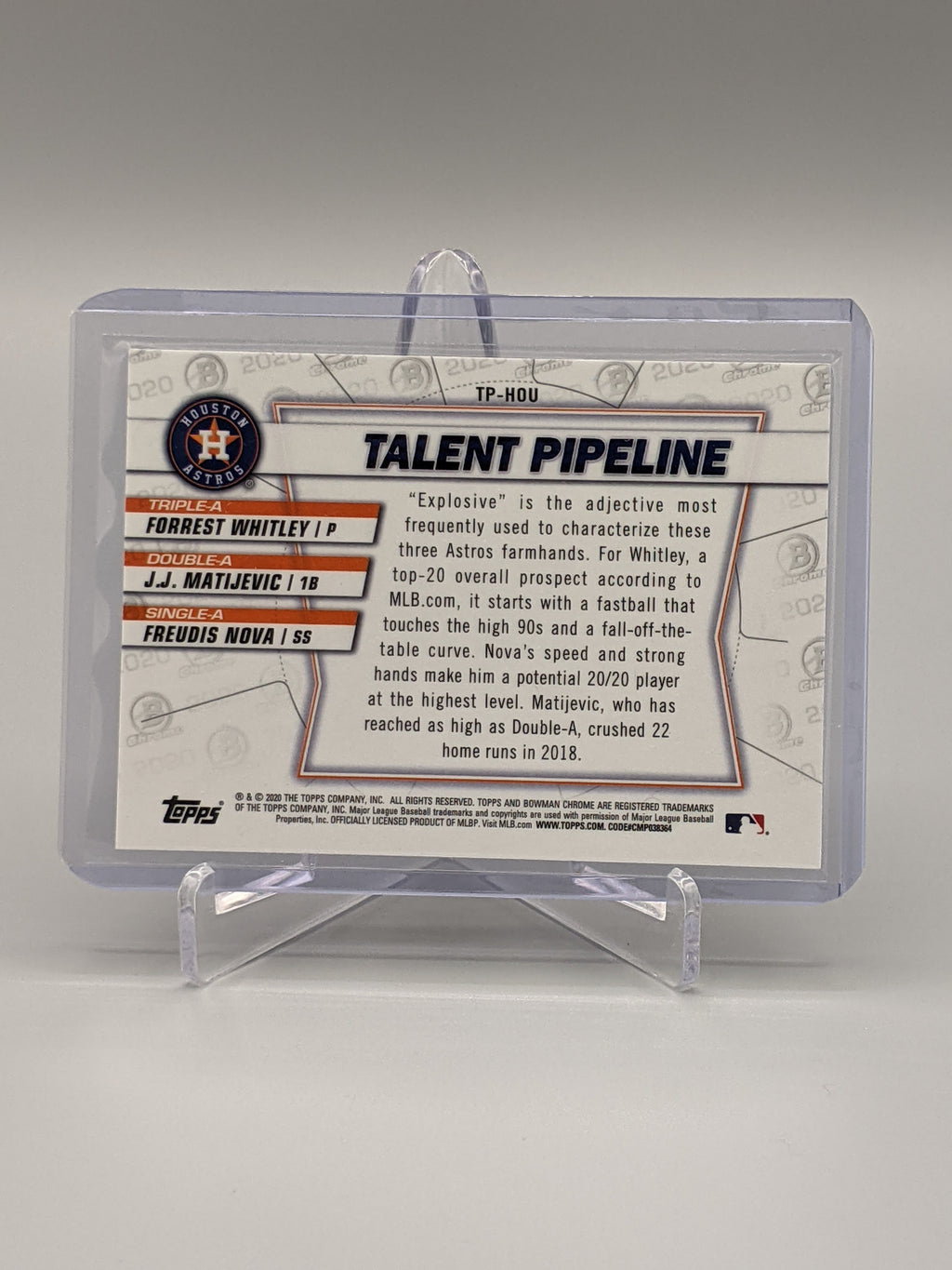 2020 Bowman Chrome Talent Pipeline #TP-HOU Nova/Whitley/Matijevic Astros