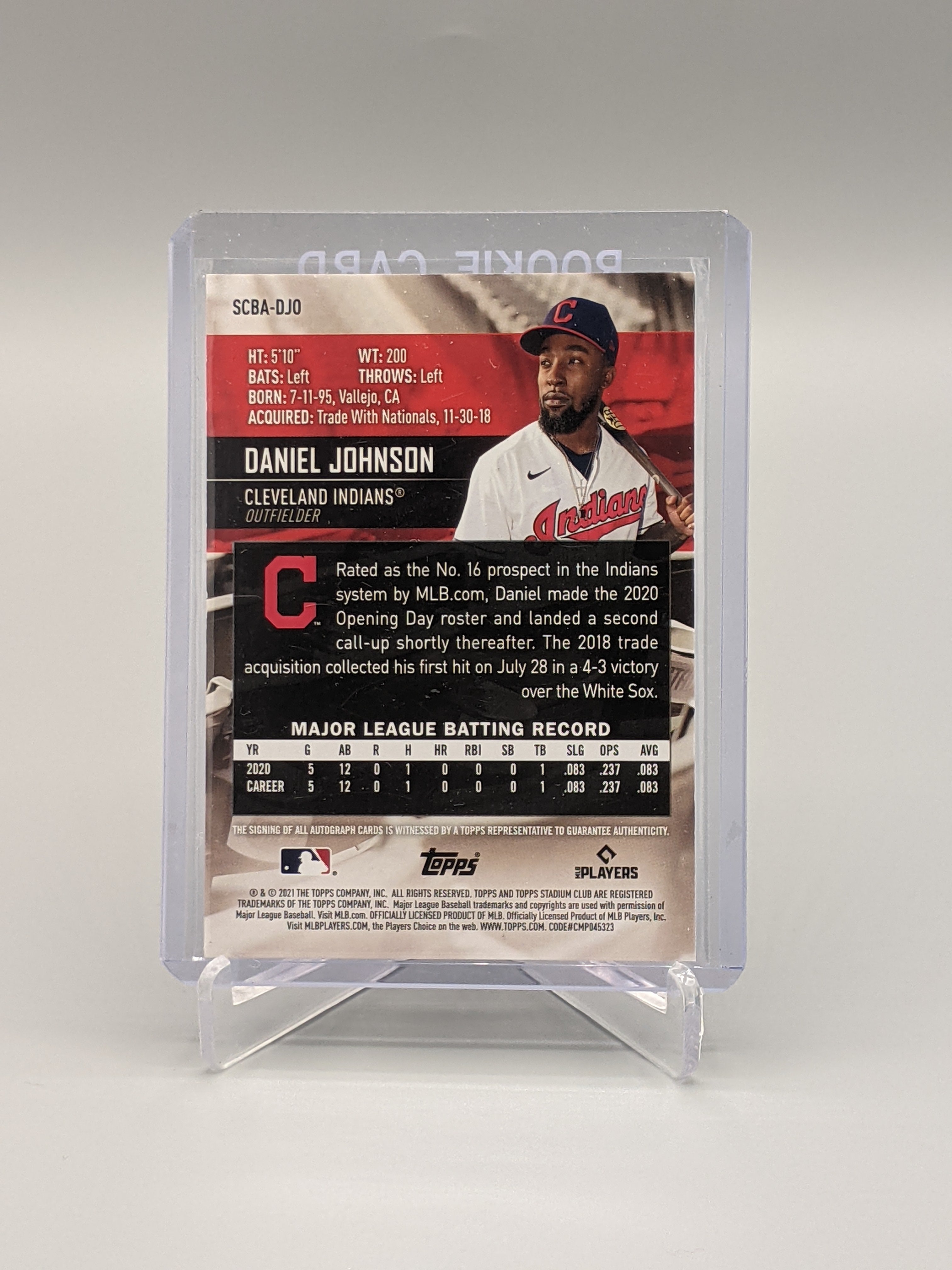2021 Topps Stadium Club Auto #SCBA-DJO Daniel Johnson RC Indians Guardians