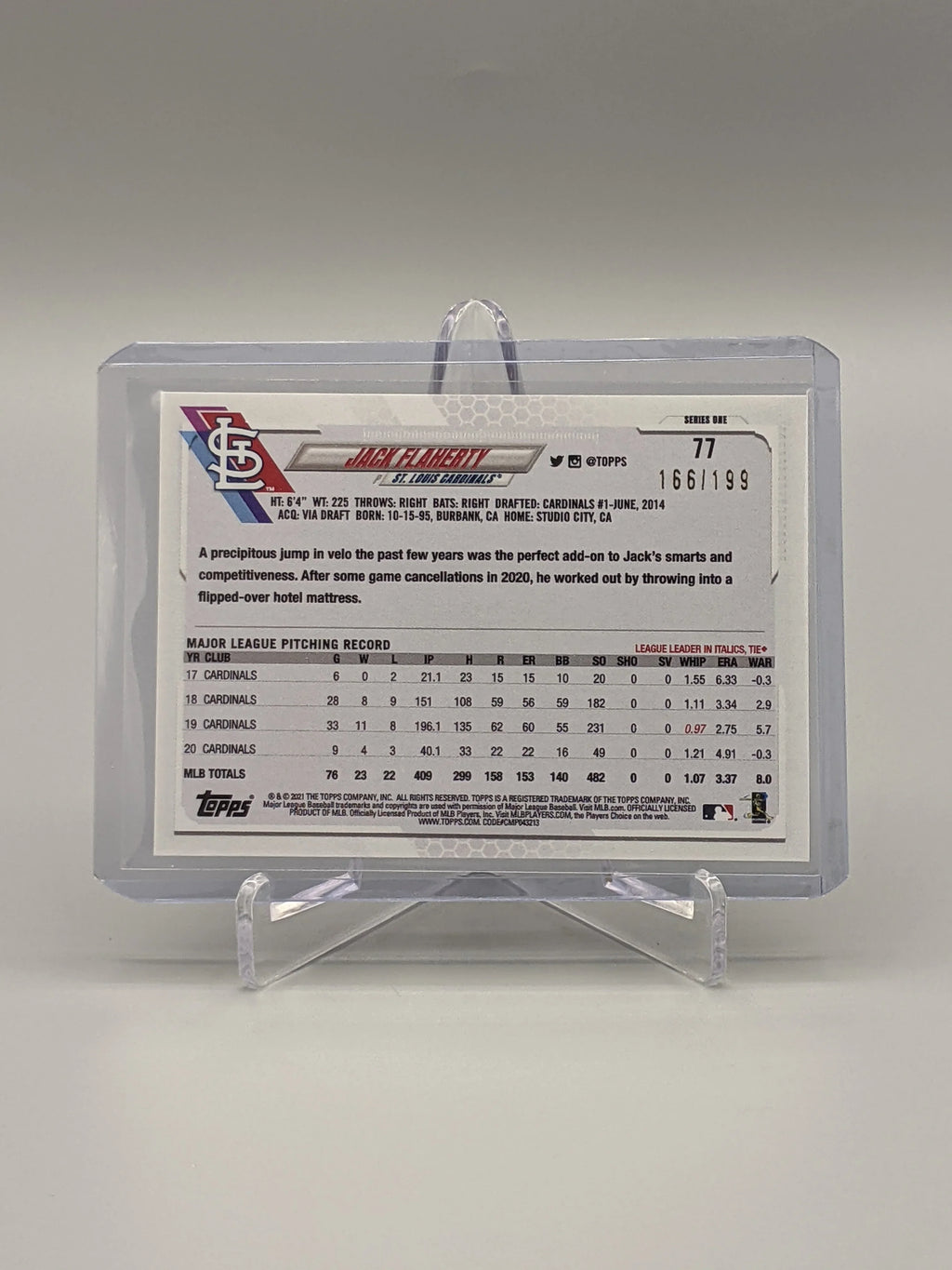 2021 Topps Red Ice #77 Jack Flaherty #/199 Cardinals