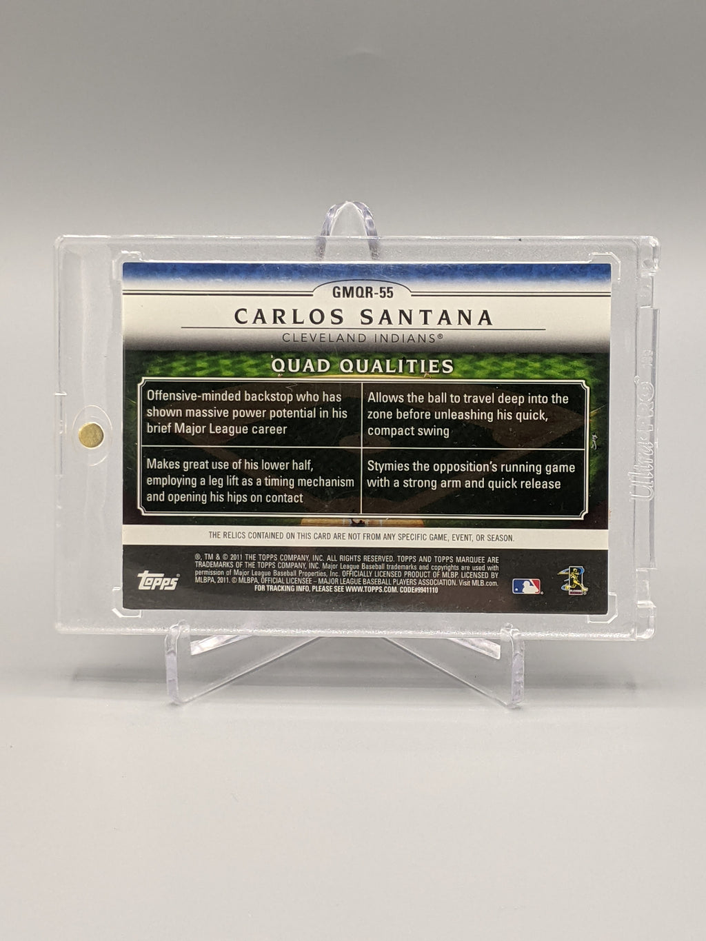 2011 Topps Marquee Carlos Santana Gametime Mementos Indians