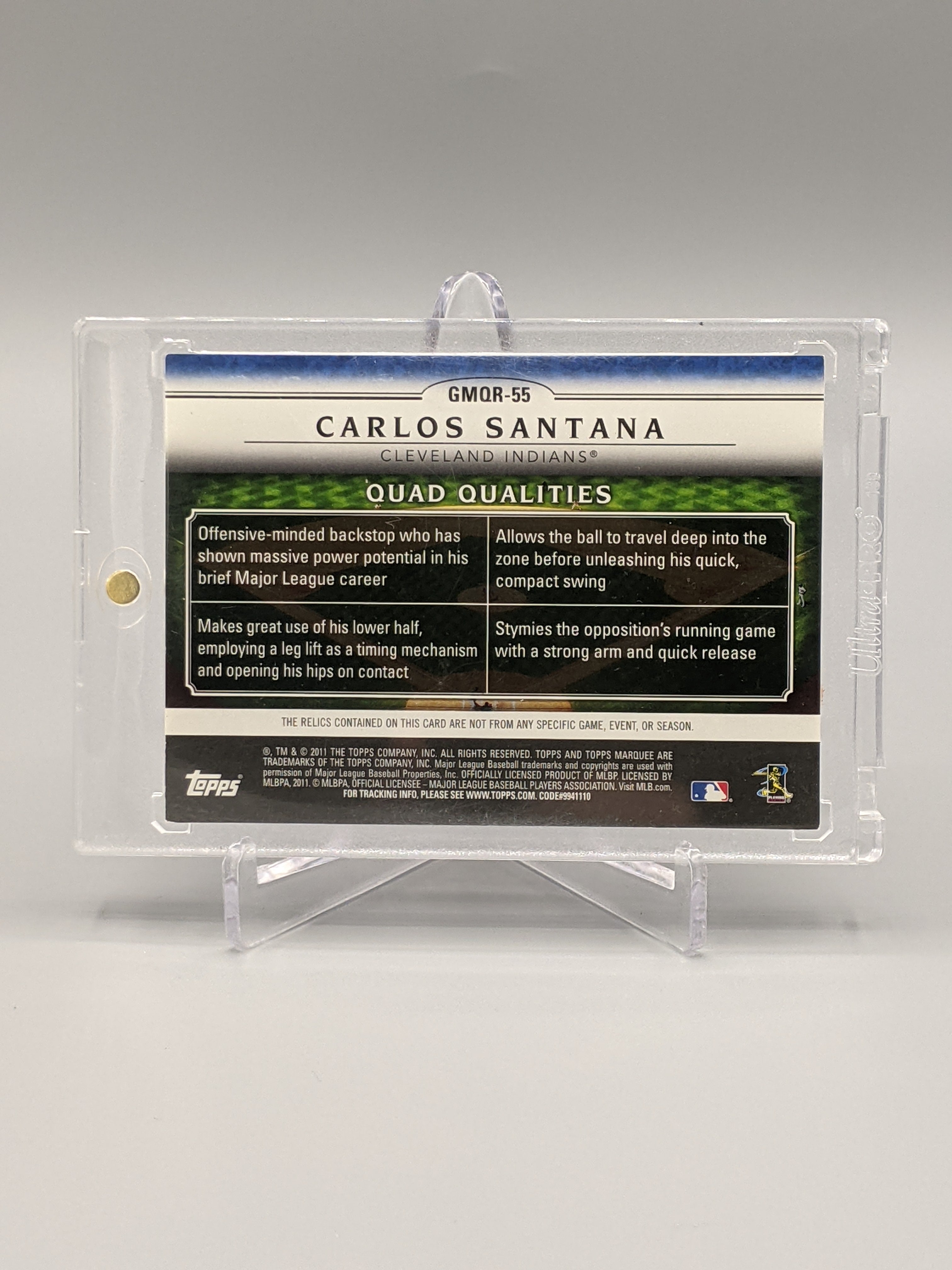 2011 Topps Marquee Carlos Santana Gametime Mementos Indians