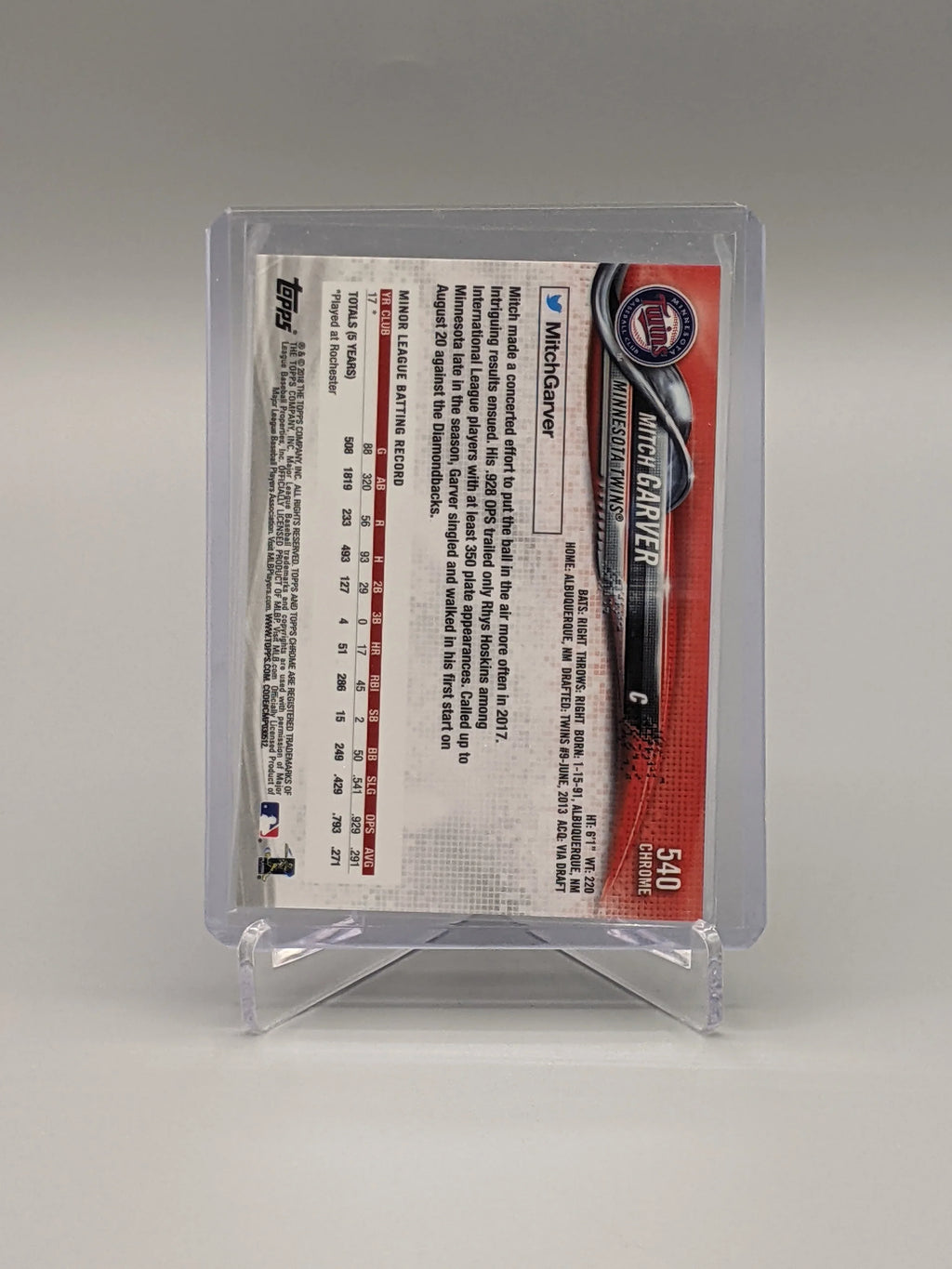 2018 Topps Chrome Sapphire #540 Mitch Garver RC Twins