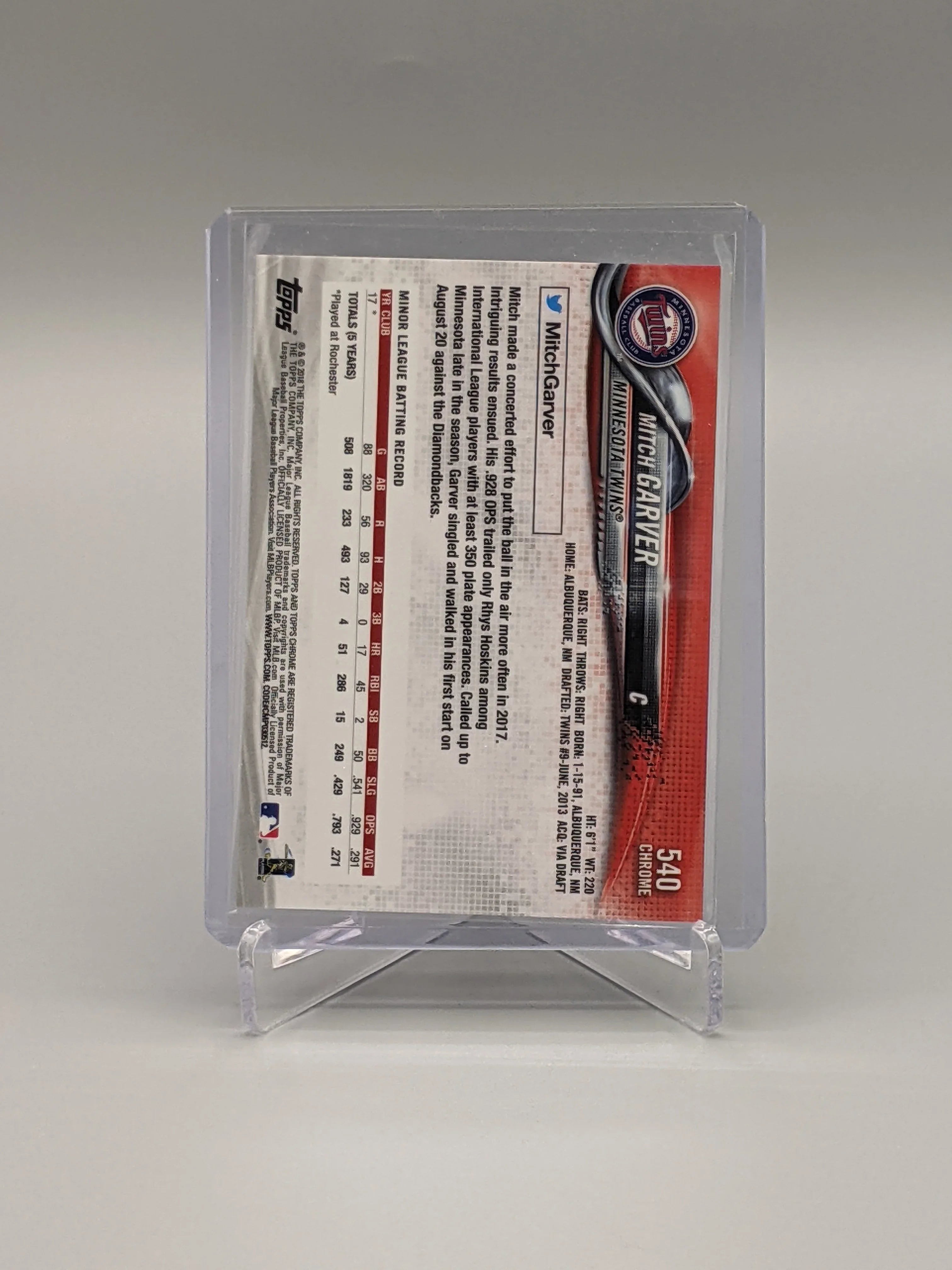2018 Topps Chrome Sapphire #540 Mitch Garver RC Twins